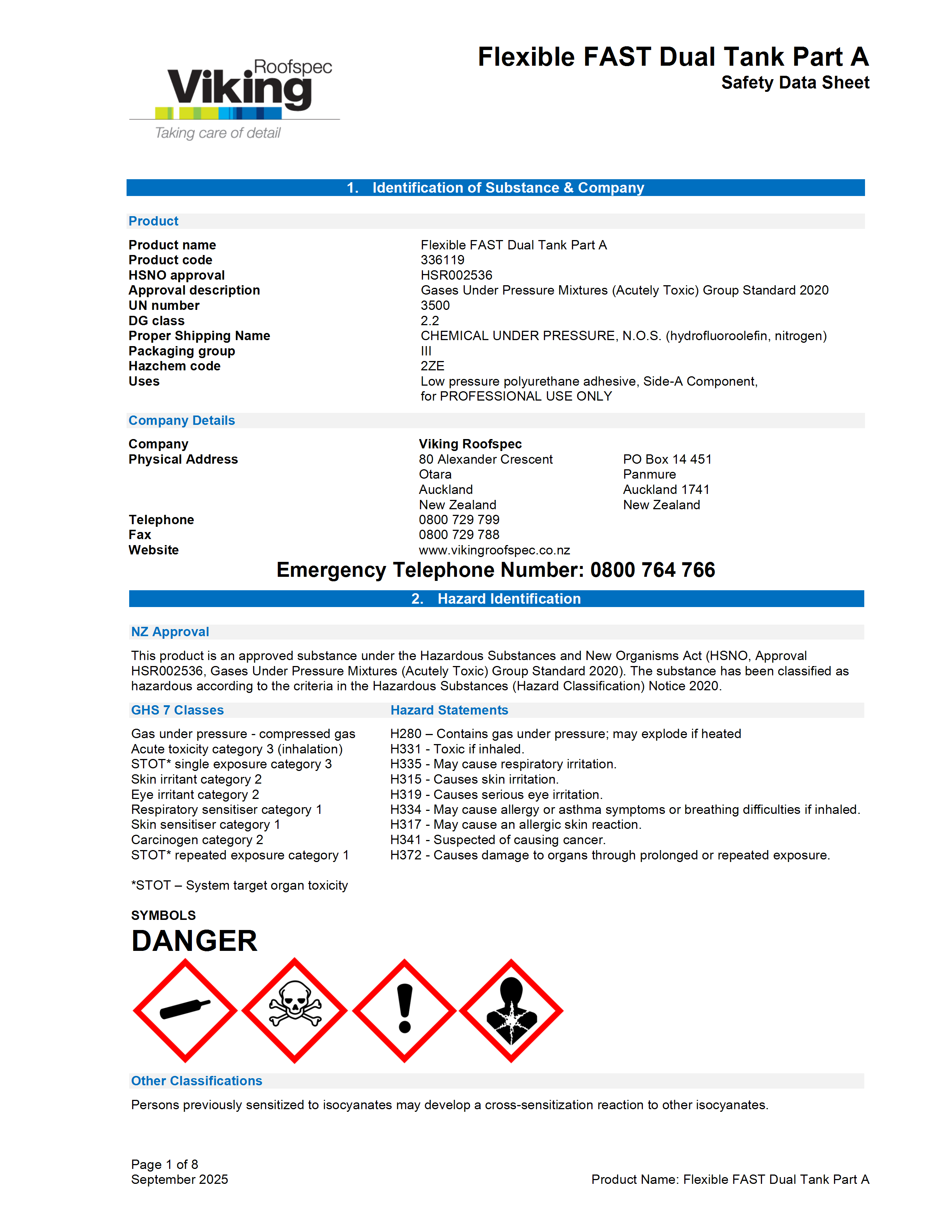 Dual Tank FAST Part A MSDS