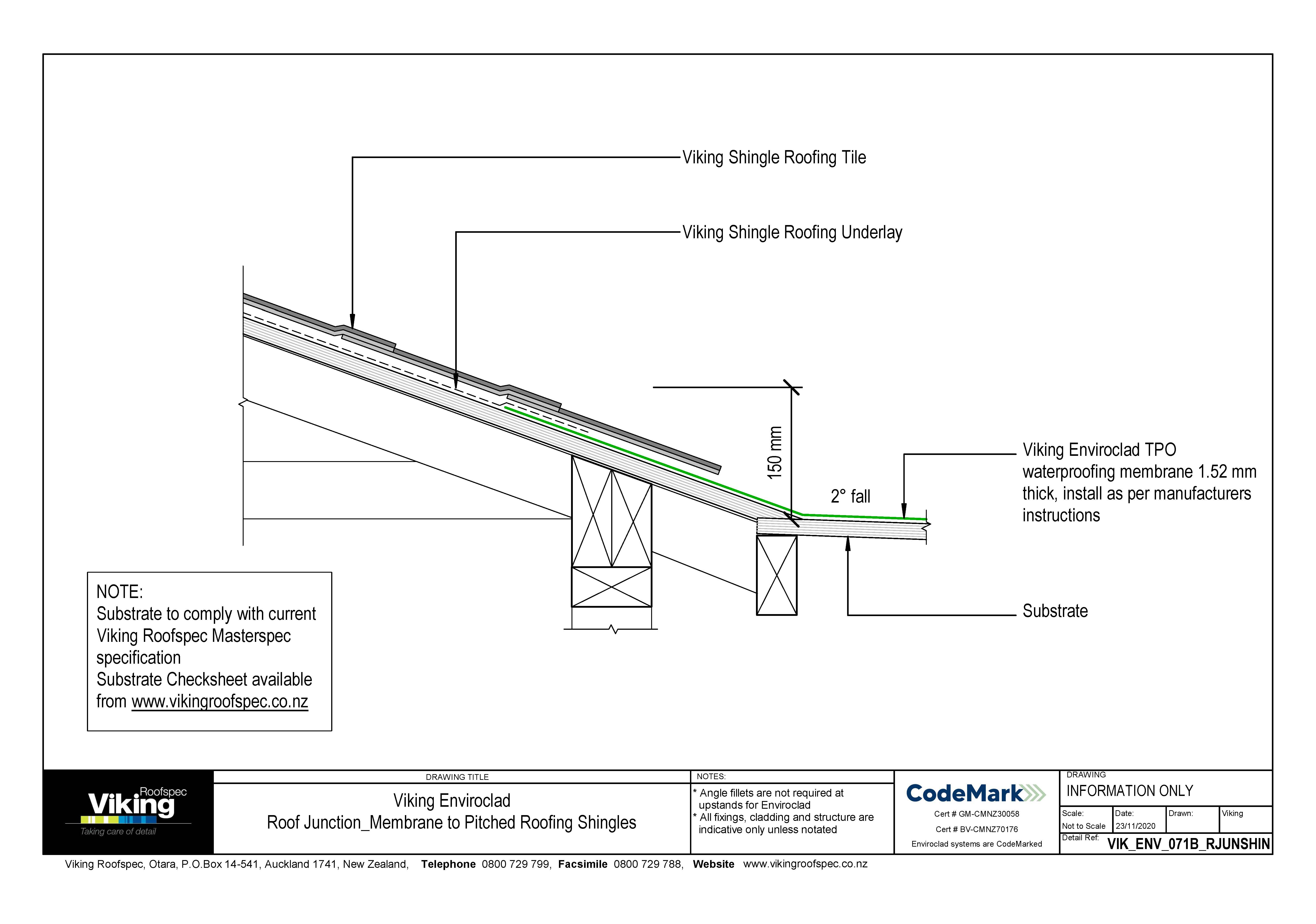 Junction - Membrane to Pitched Roofing Shingles 071b