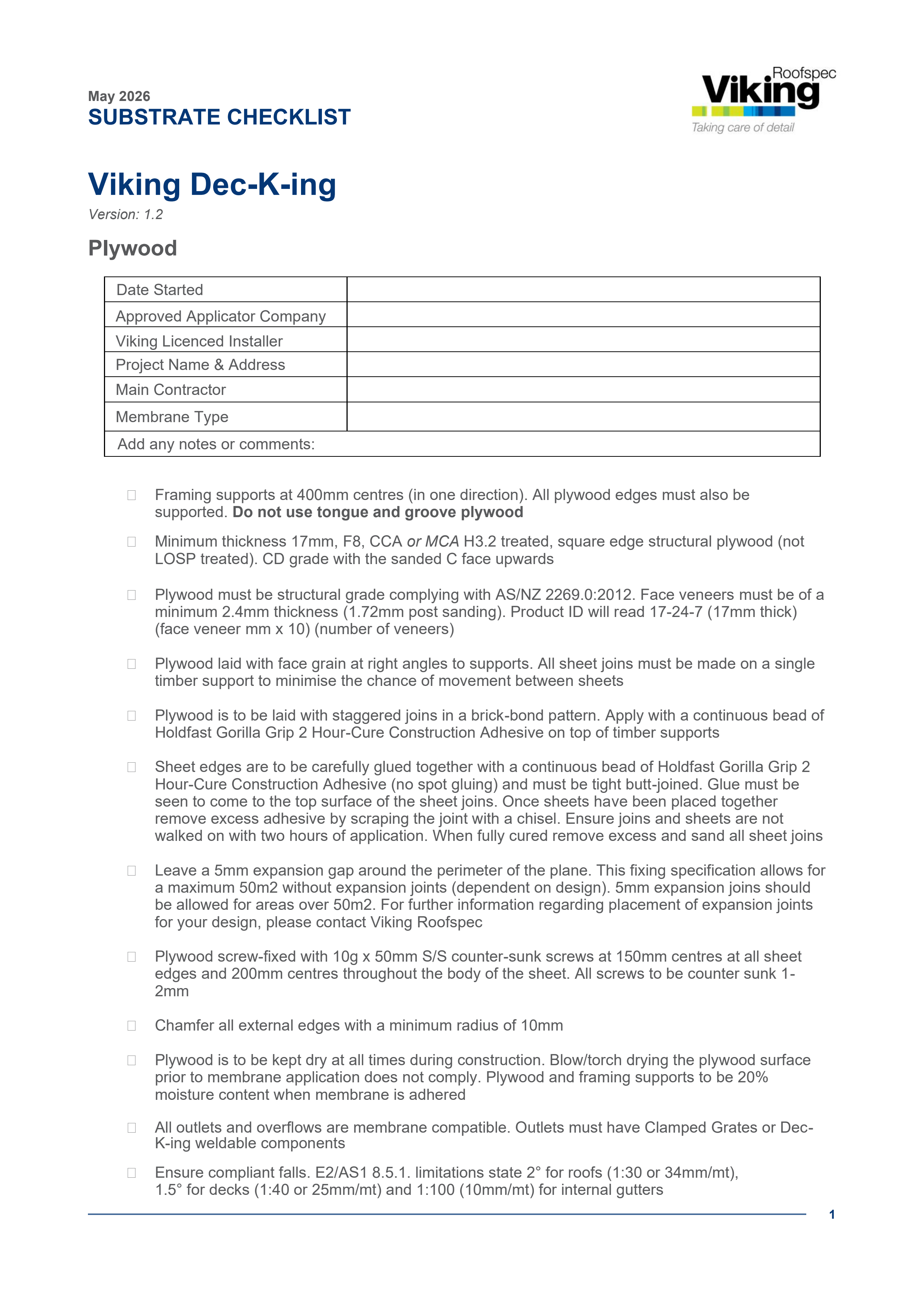Dec-K-ing Substrate Checklist - Plywood V1.2 2026