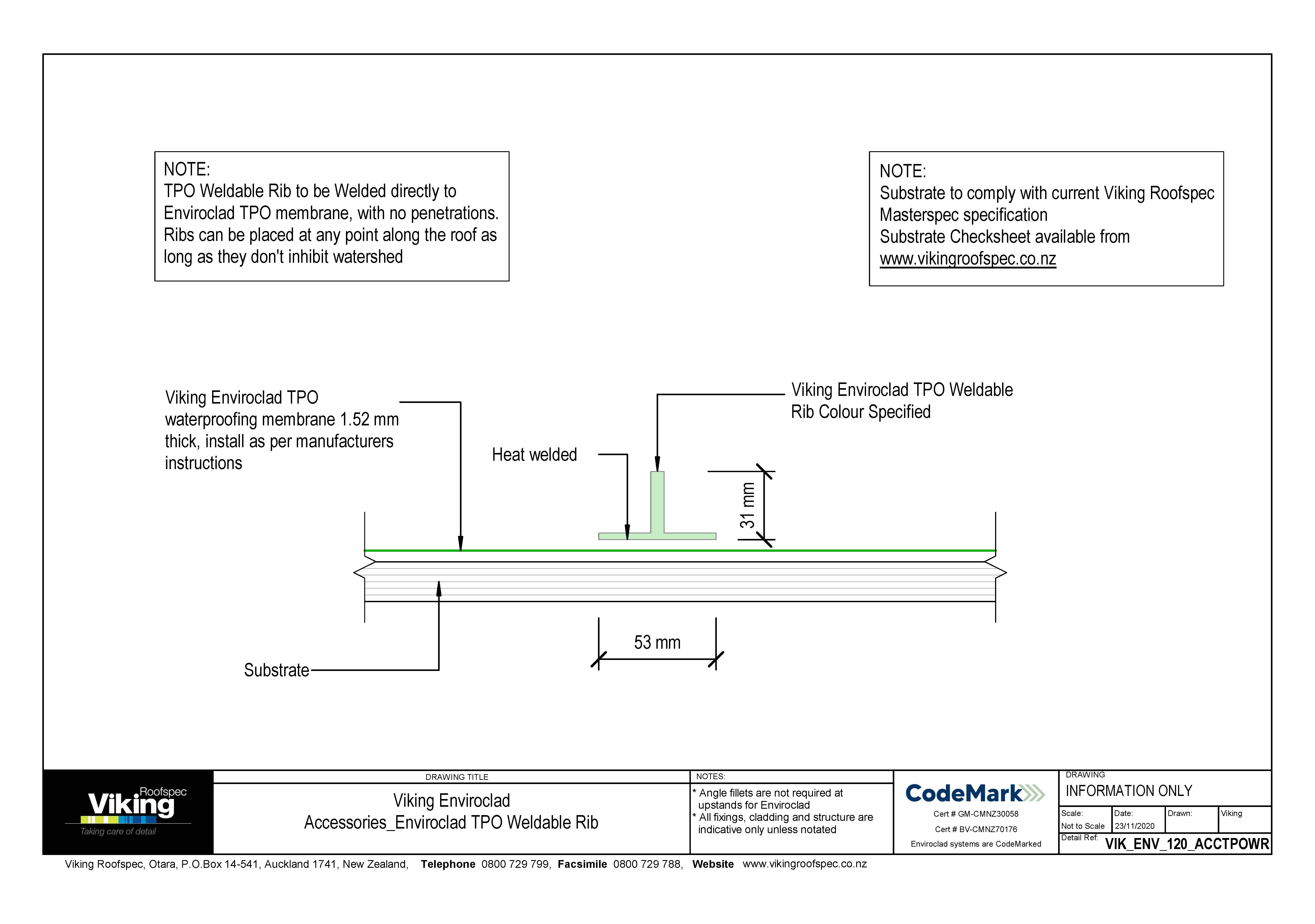 Accessories Enviroclad TPO Weldable Rib 120