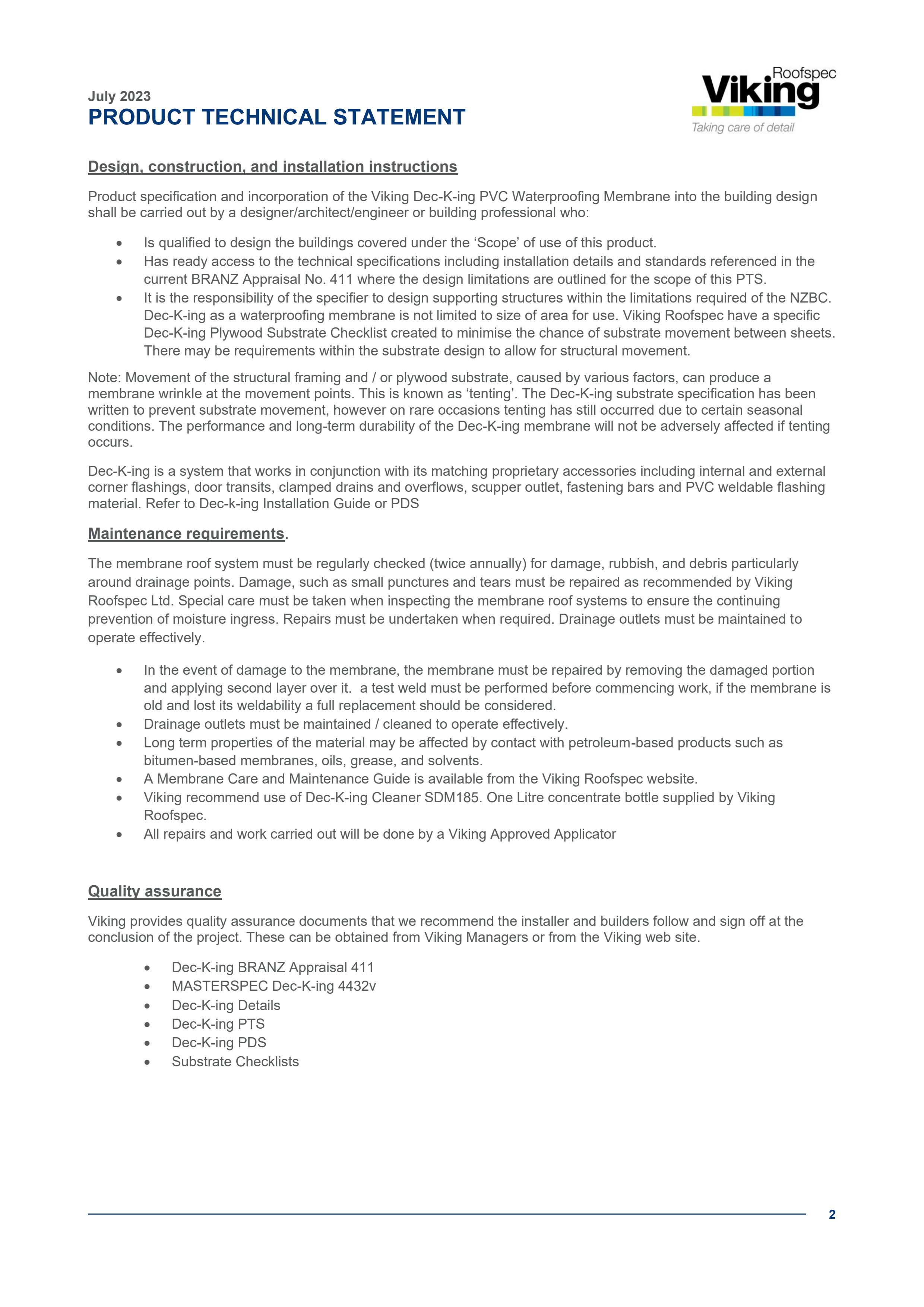 Dec-K-ing Product Technical Statement V1.0