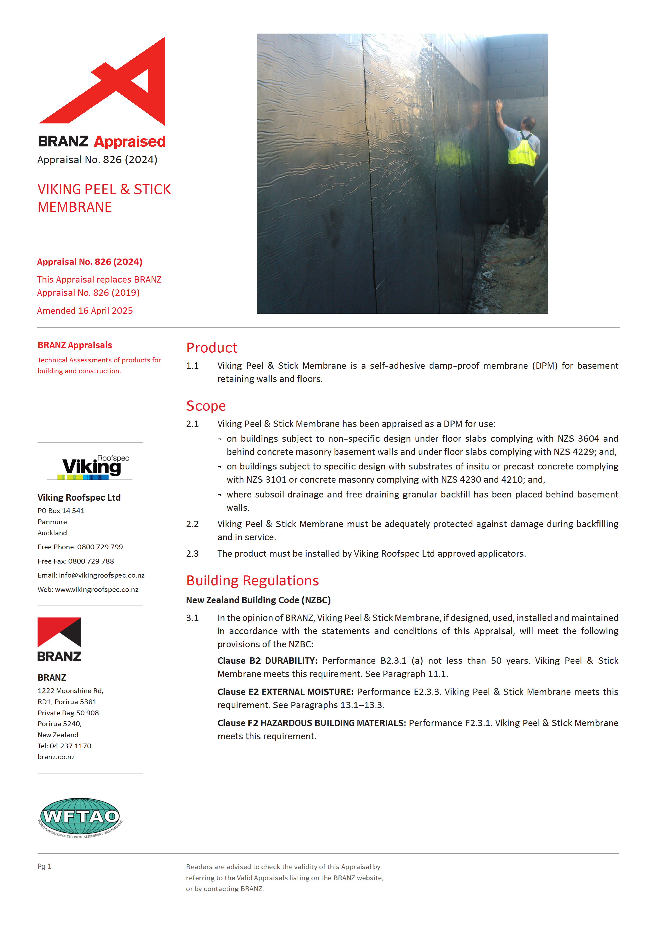 Peel and Stick BRANZ Appraisal