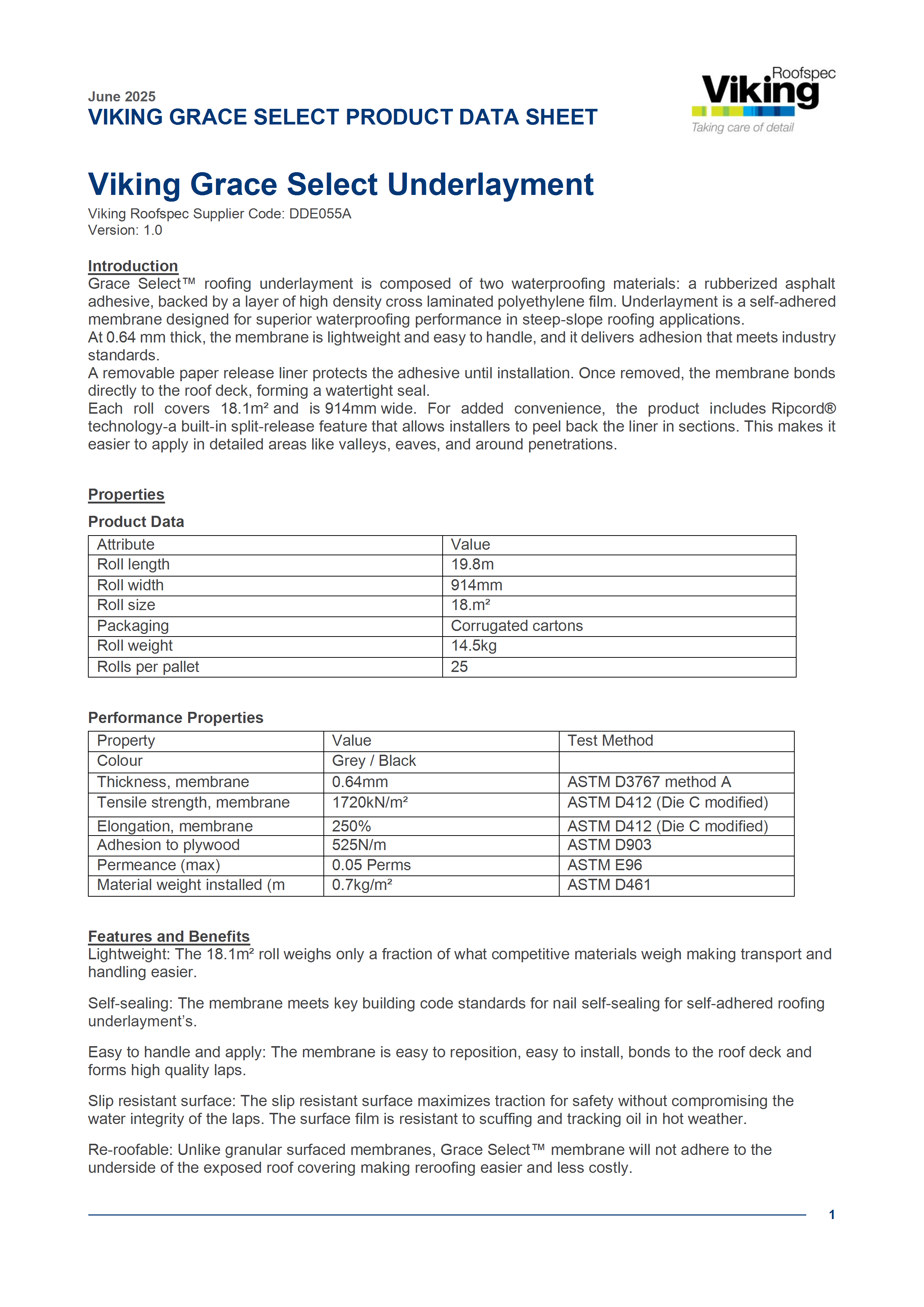 Viking Grace Select Underlayment PDS