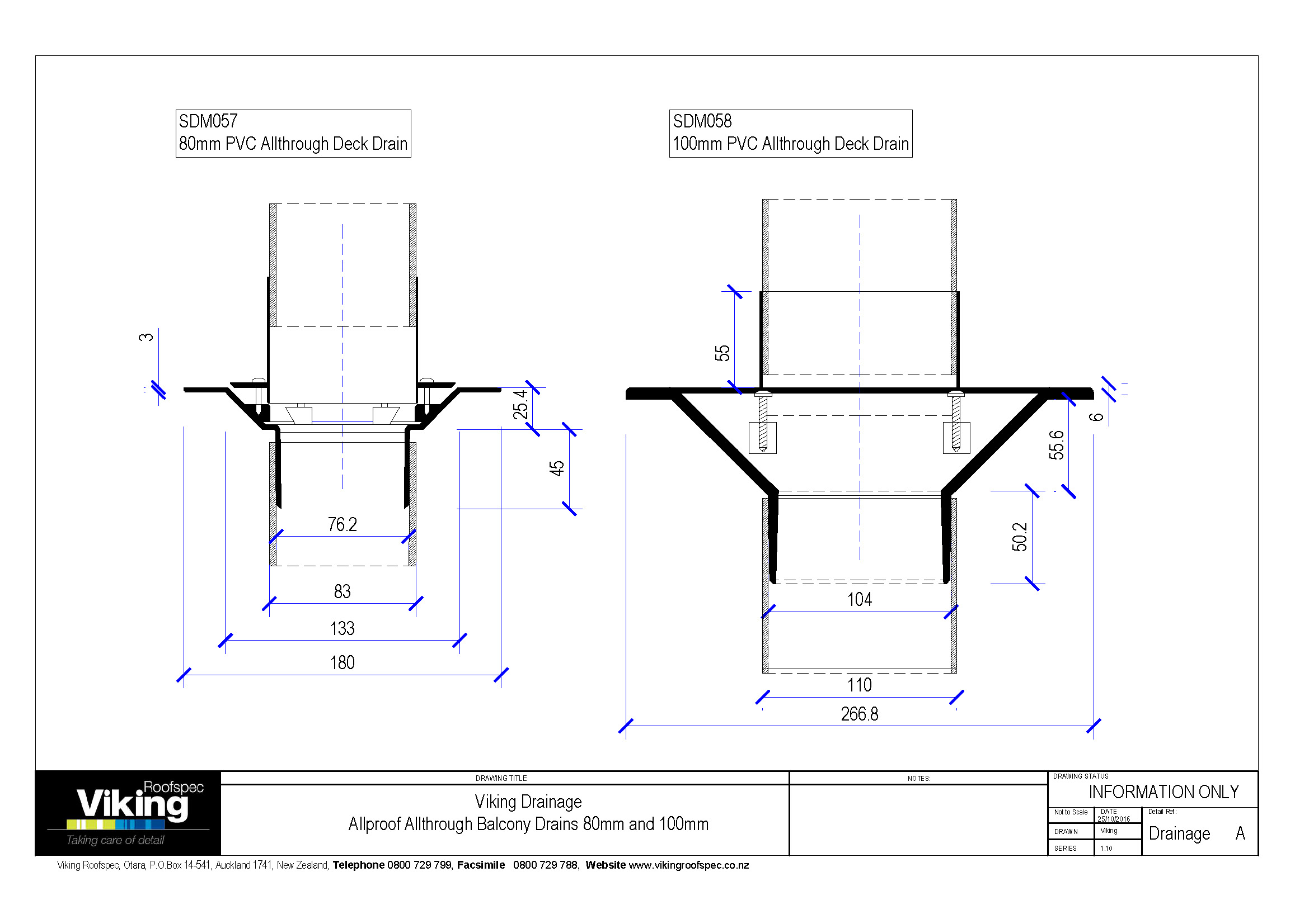 Viking Allproof Allthrough Balcony Drains