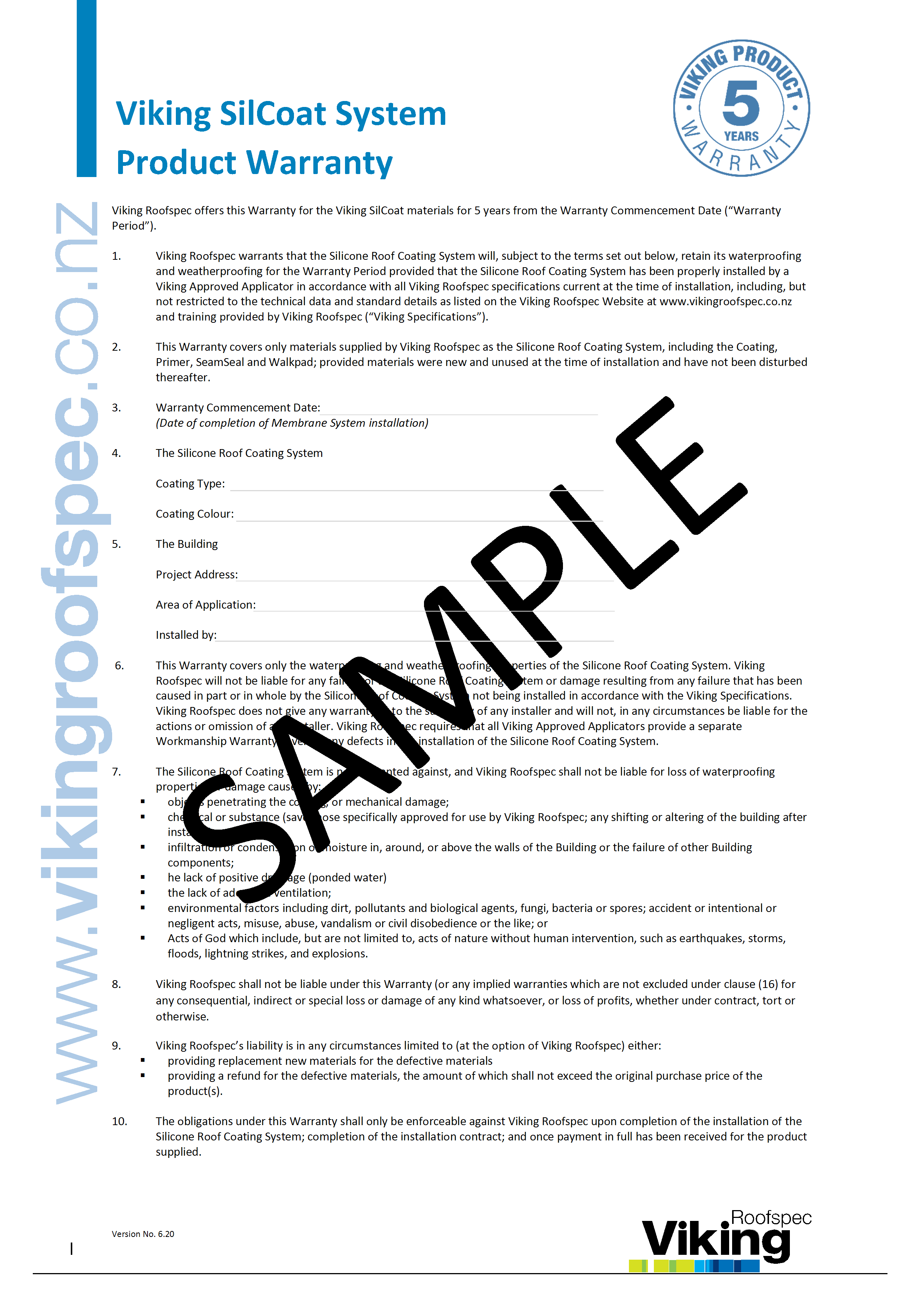 SilCoat Sample Warranty