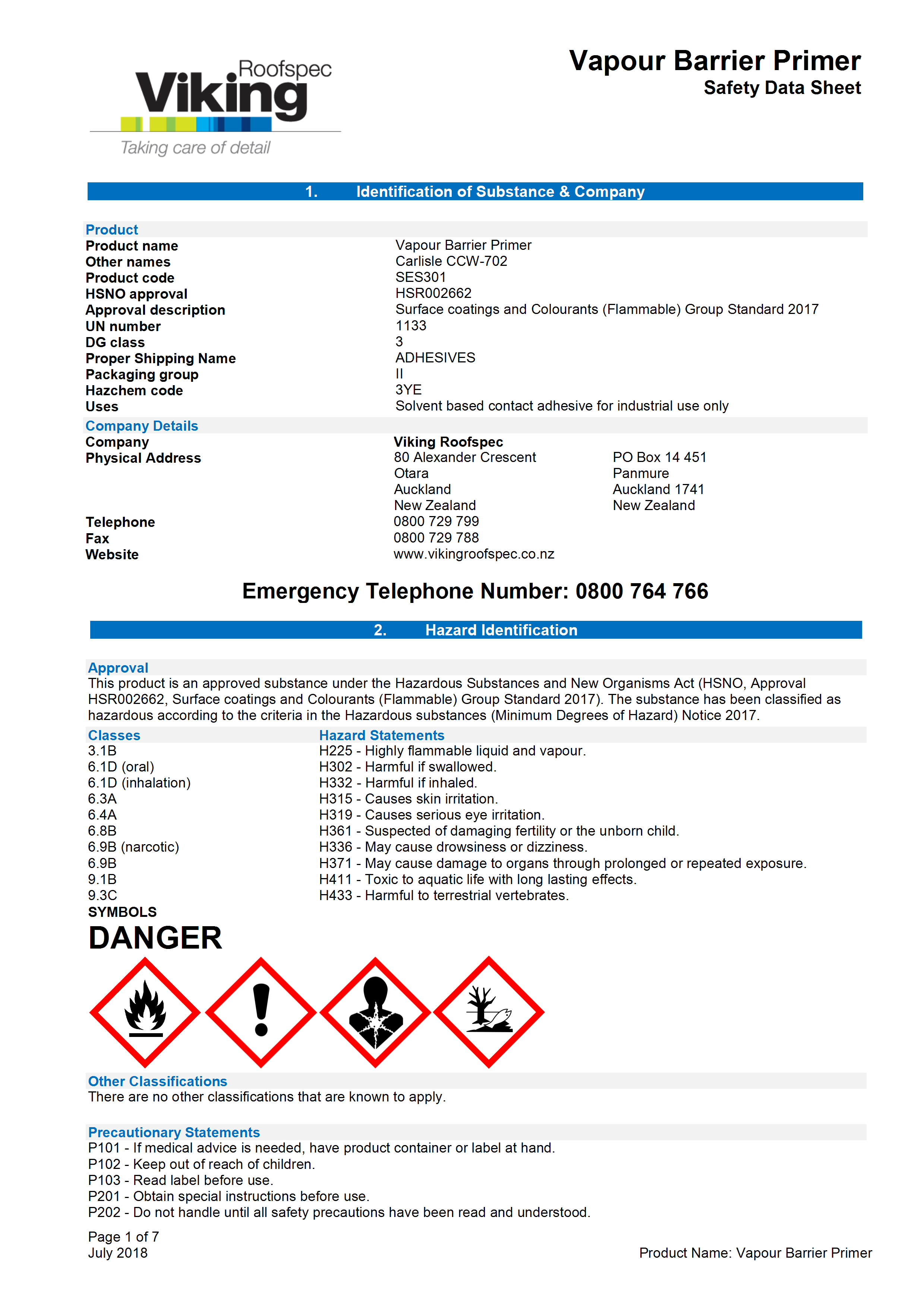Solvent-Based Adhesive MSDS