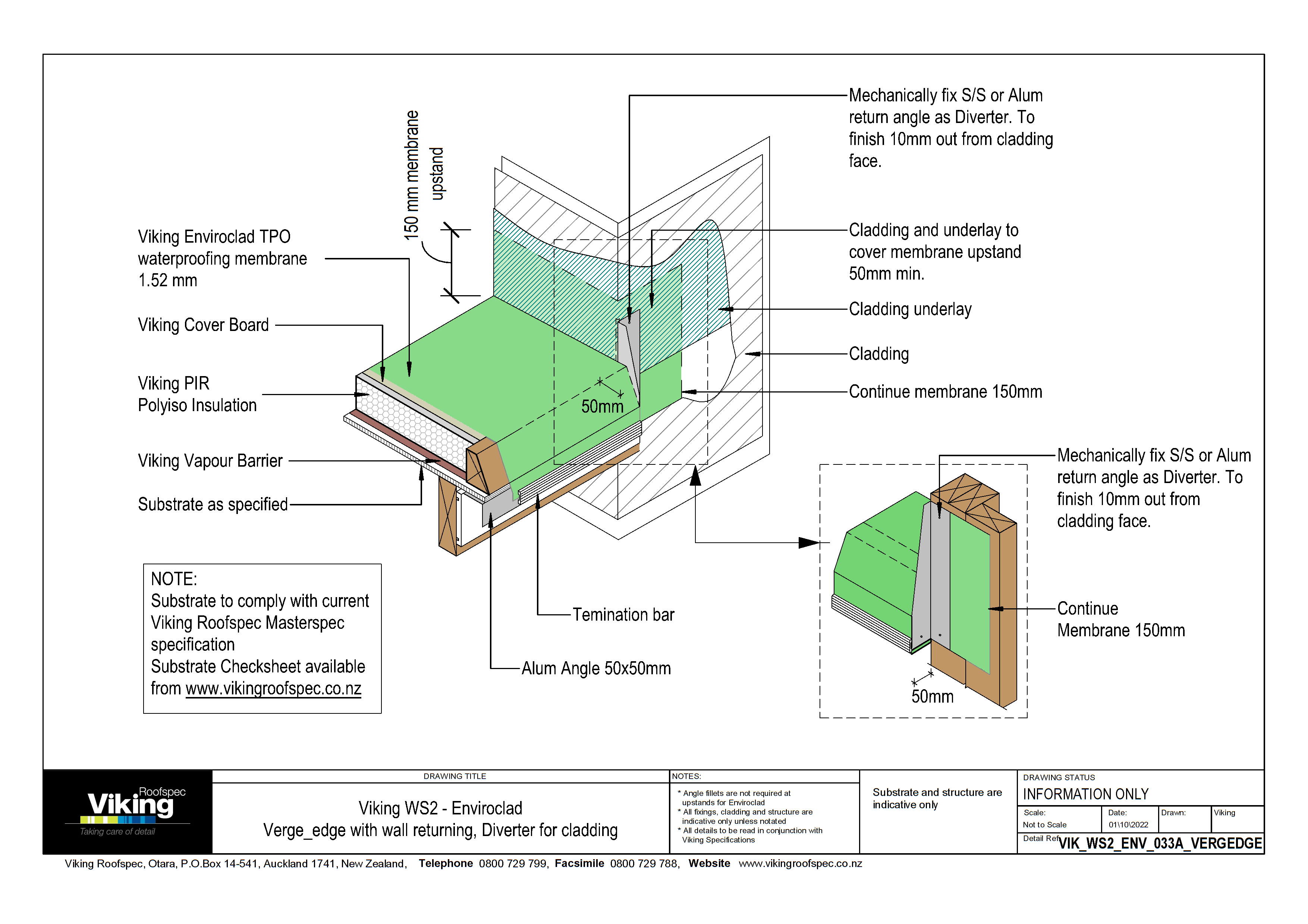 Verge Edge with Wall Returning - Diverter for Cladding 033a