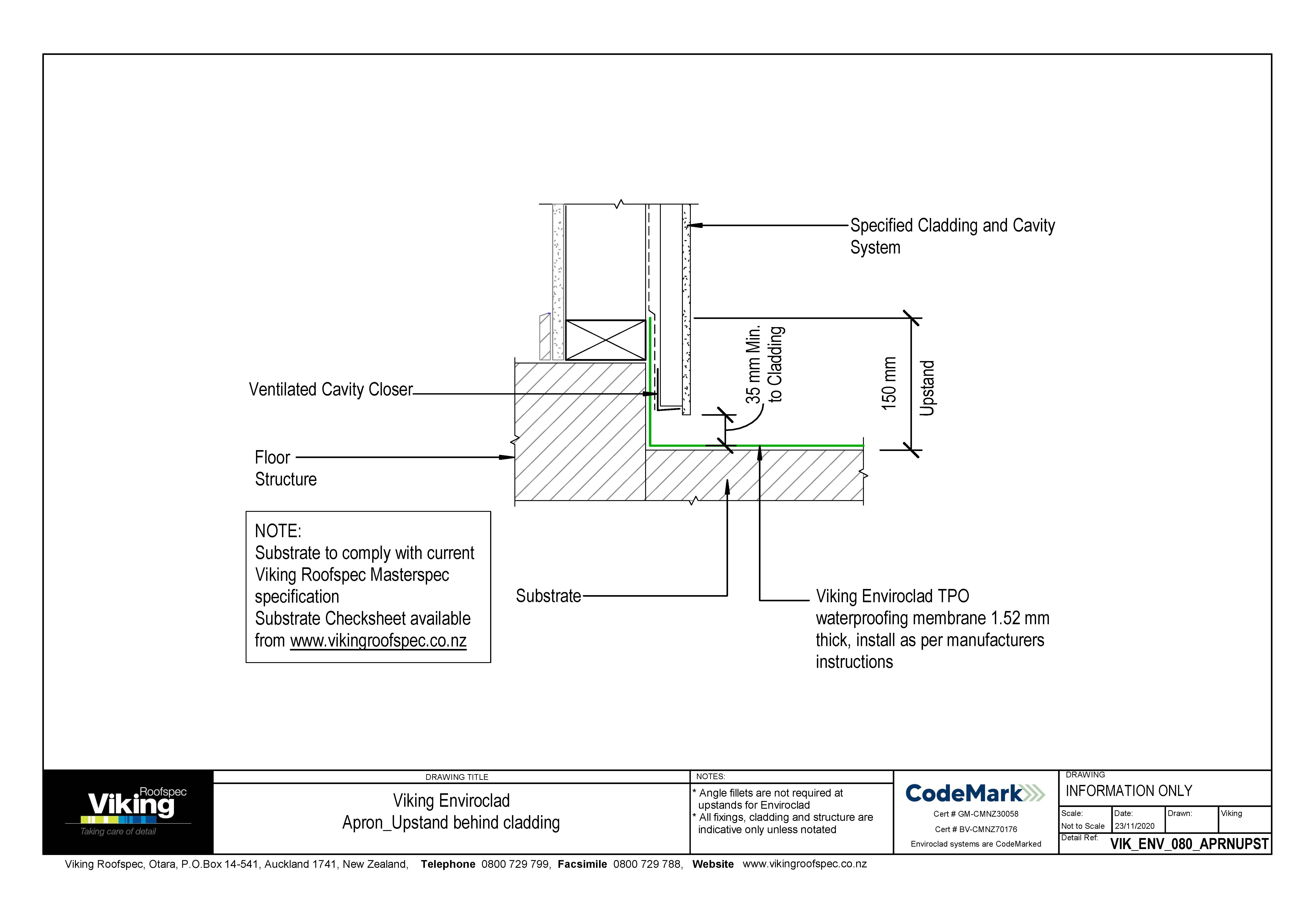 Apron Upstand behind Cladding 080