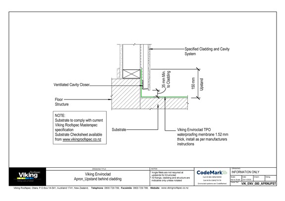 Behind Cladding Apron Upstand behind Cladding 080 | Waterproofing & Roofing Systems