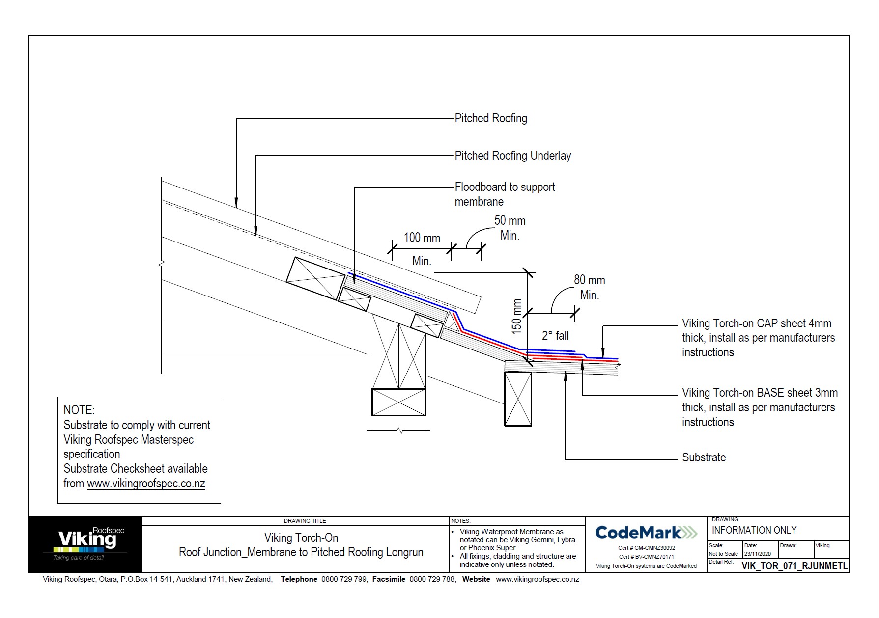 Junction - Membrane to Pitched Roofing Longrun 071