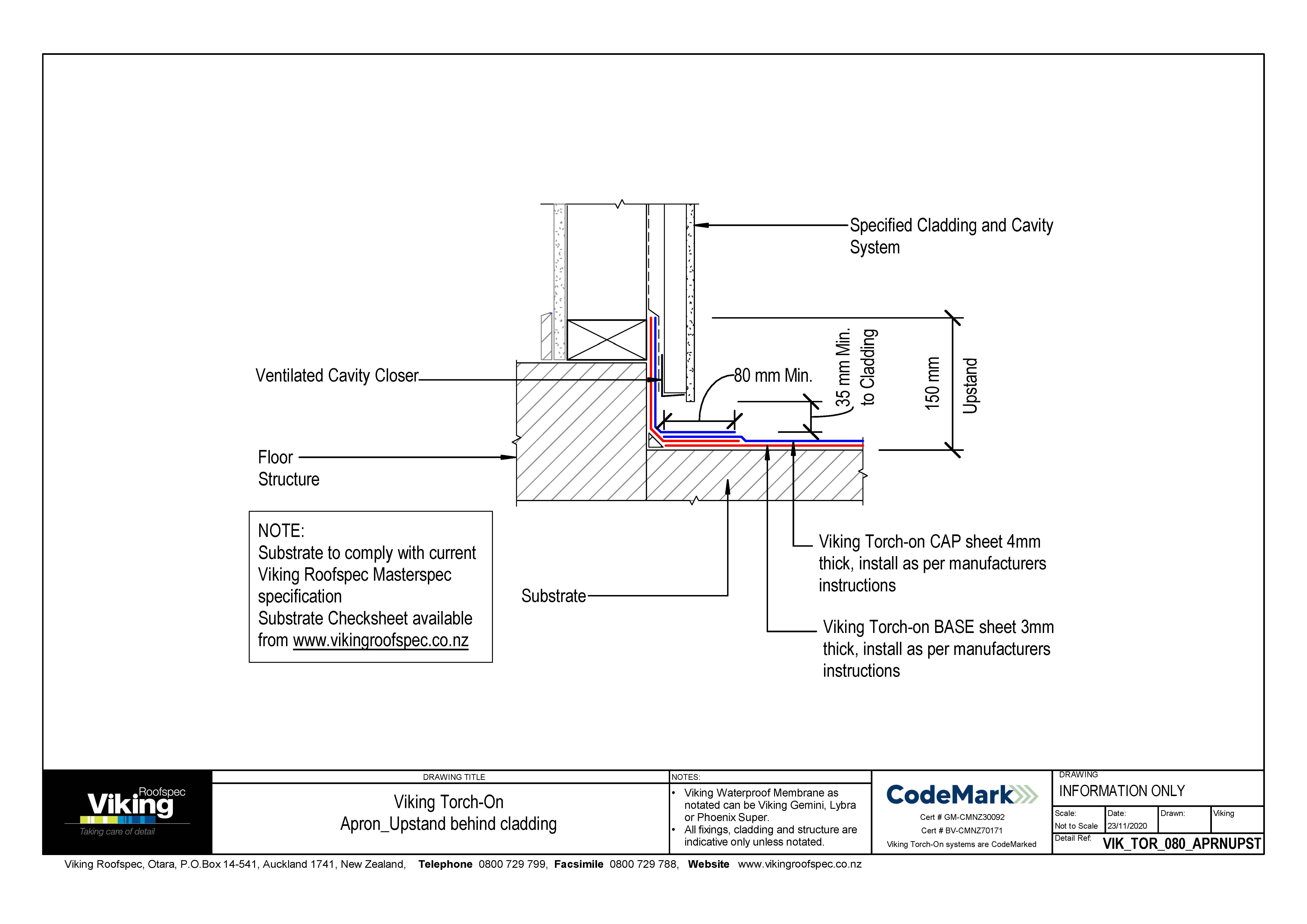 Apron Upstand behind Cladding 080