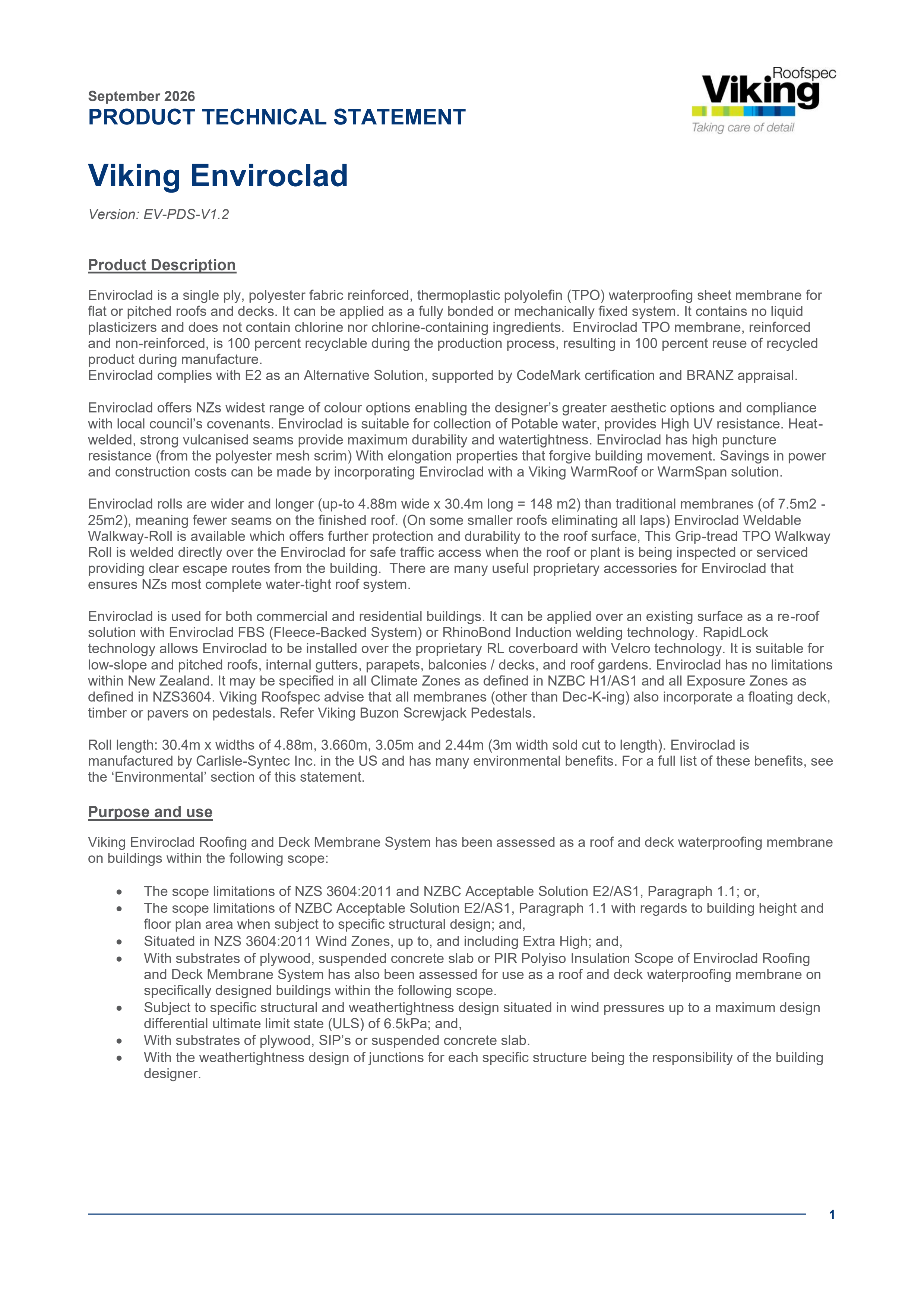 Enviroclad Product Technical Statement V1.2