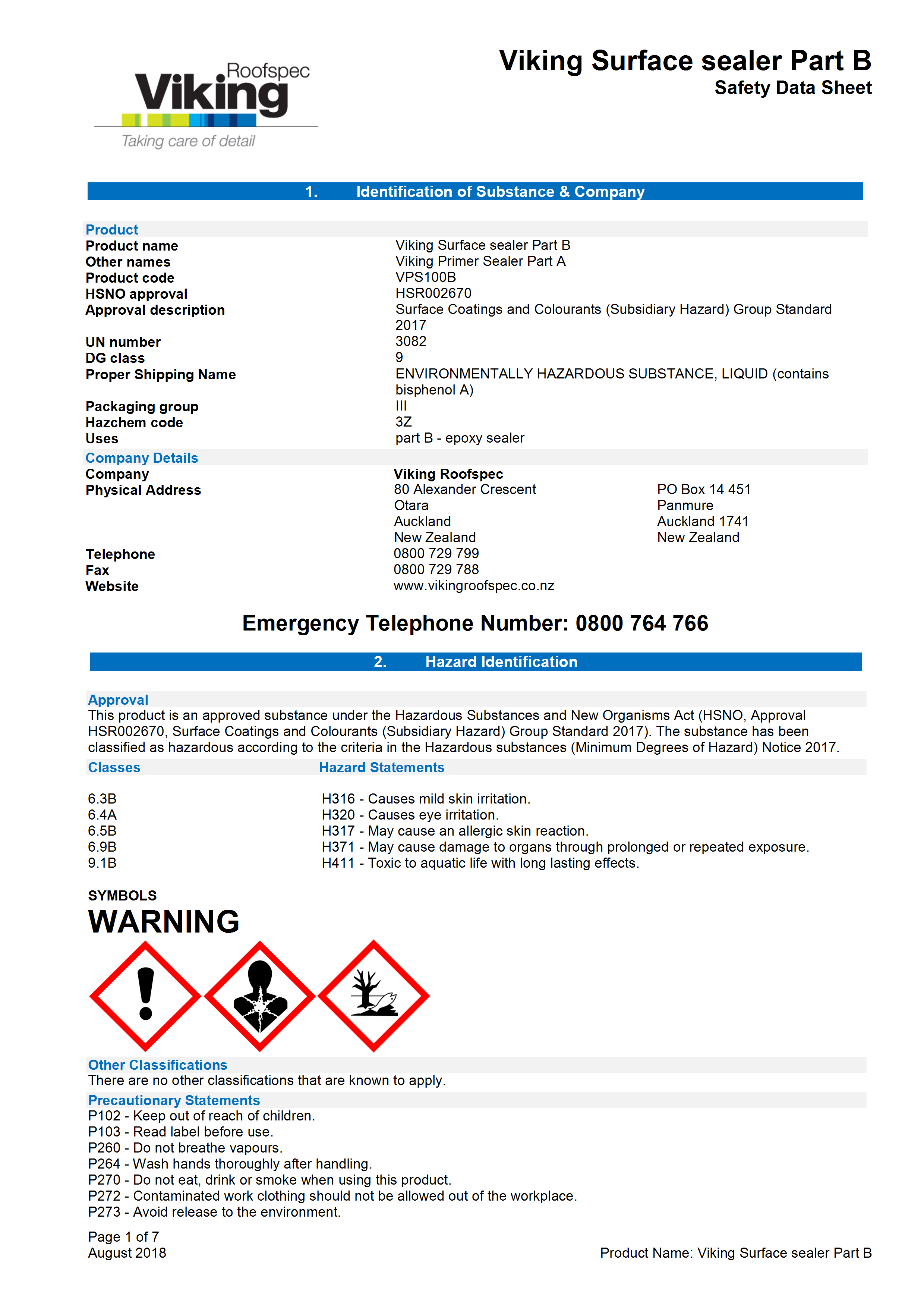 Surface Sealer Part B - VPS100B