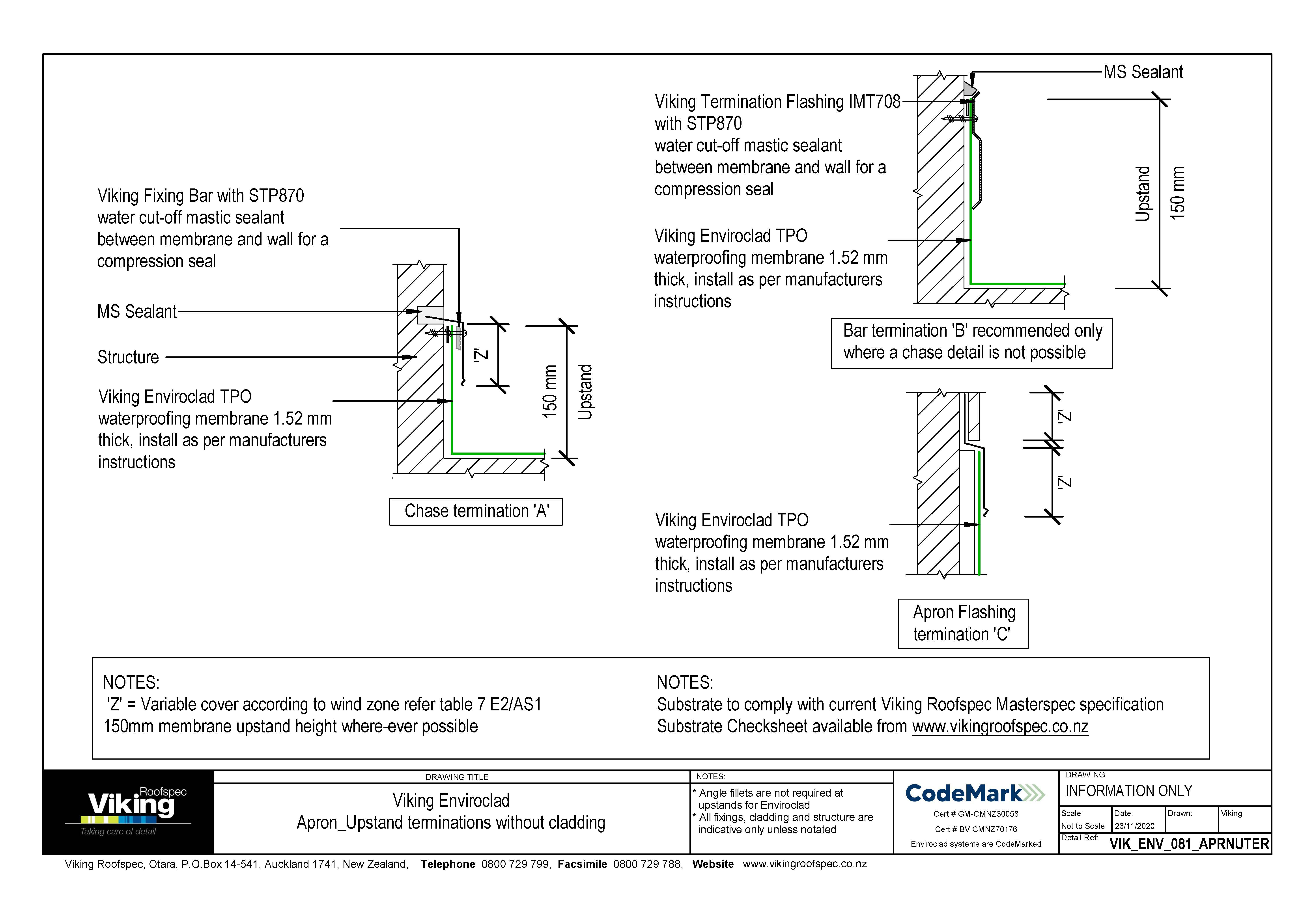 Apron Upstand Terminations without Cladding 081