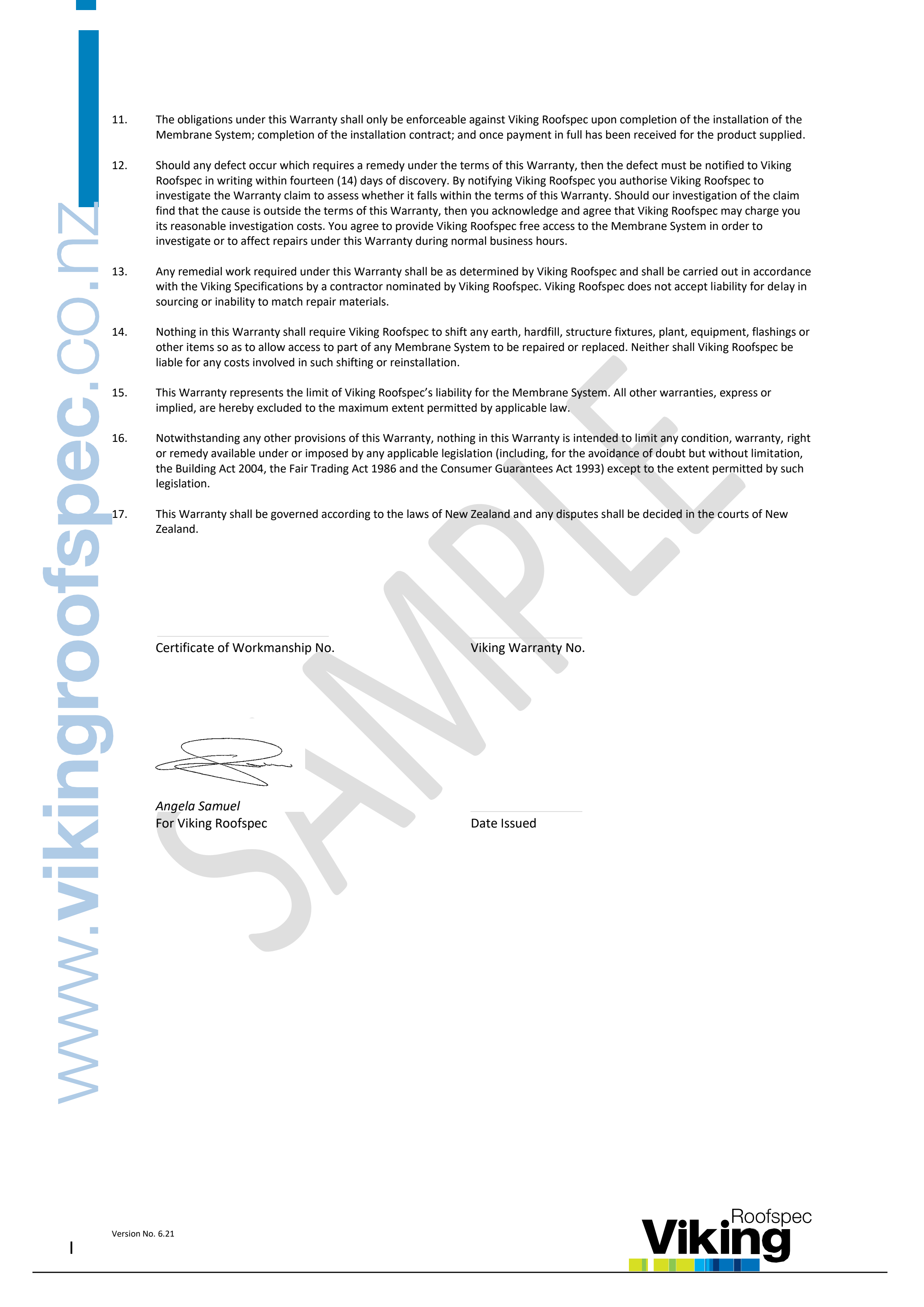 Mercury FC Sample Warranty