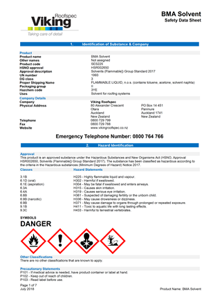 BMA Solvent MSDS