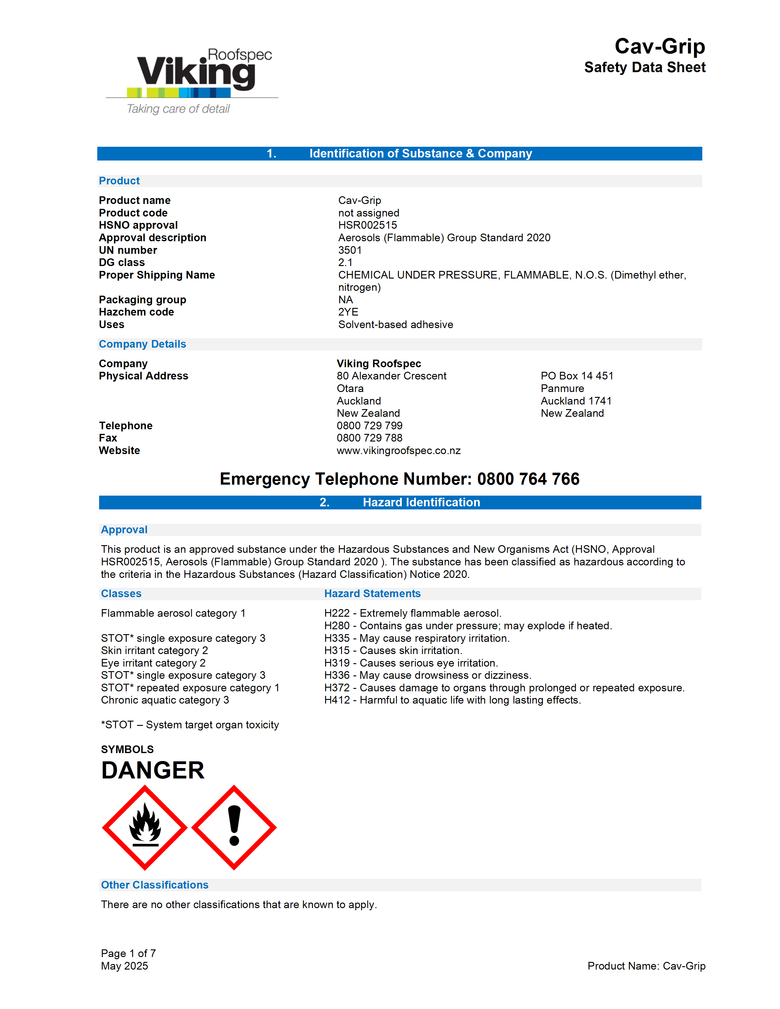 STP904 Vikings Cav-Grip MSDS
