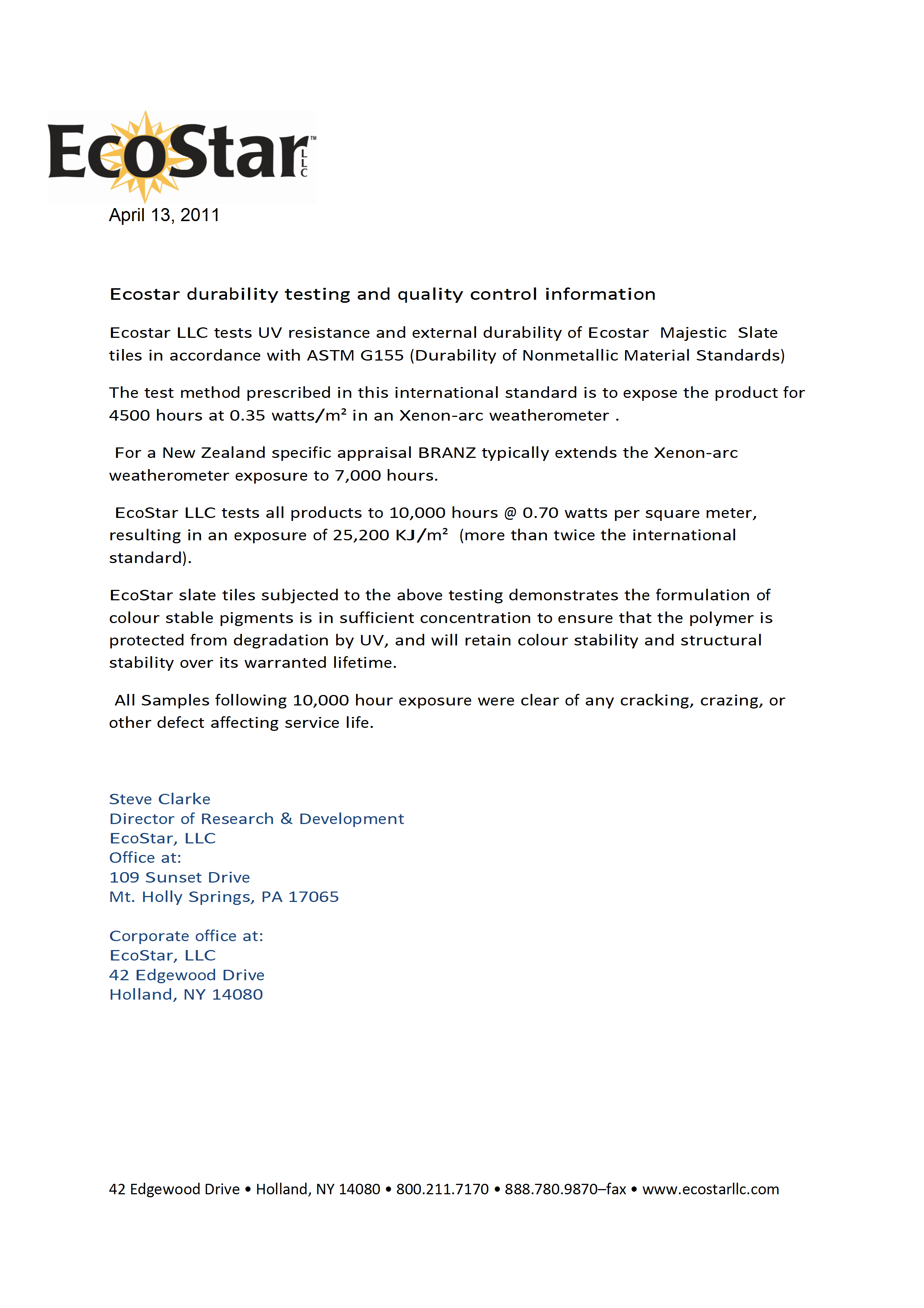 EcoStar Durability Testing