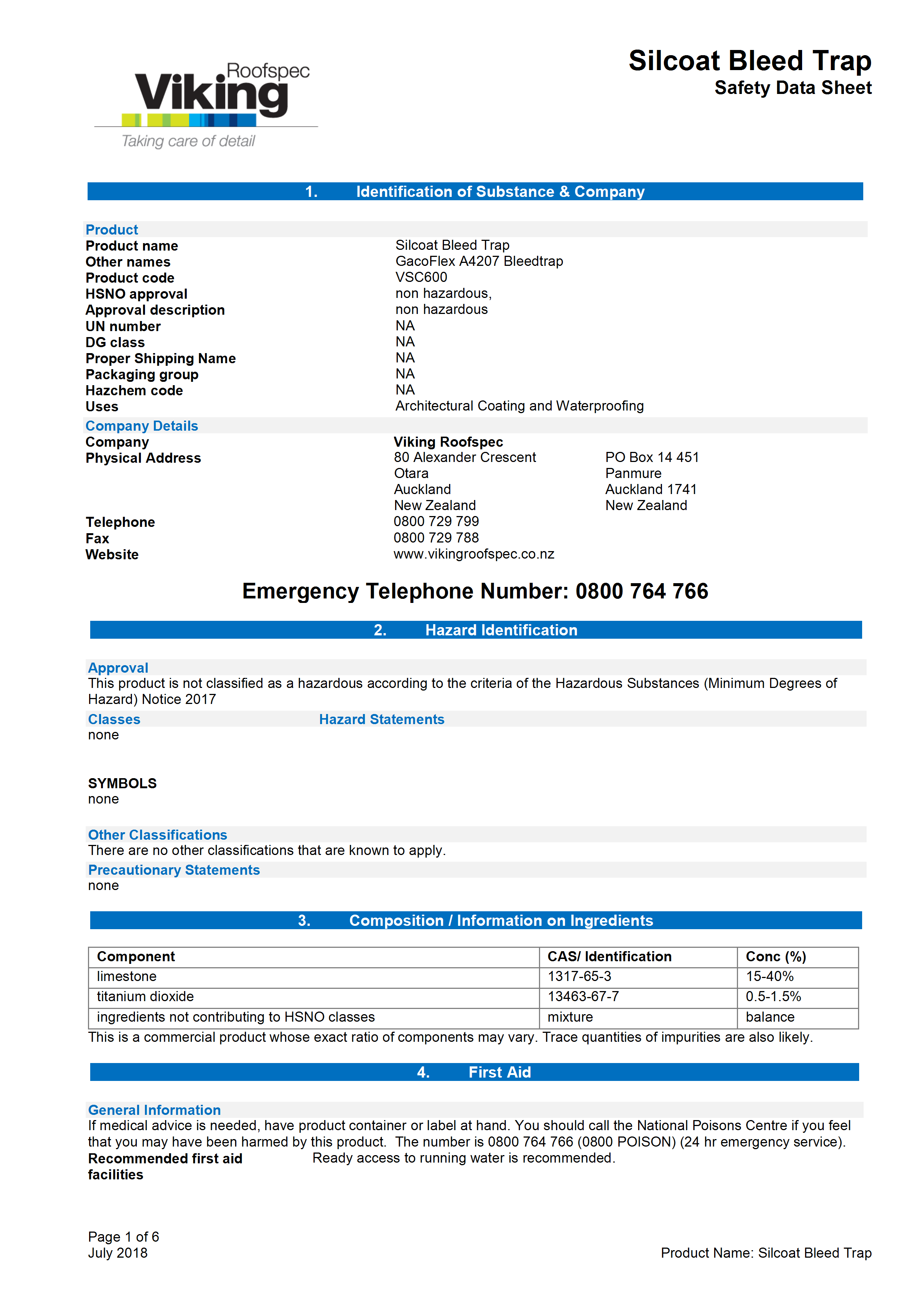 SilCoat Bleedtrap MSDS