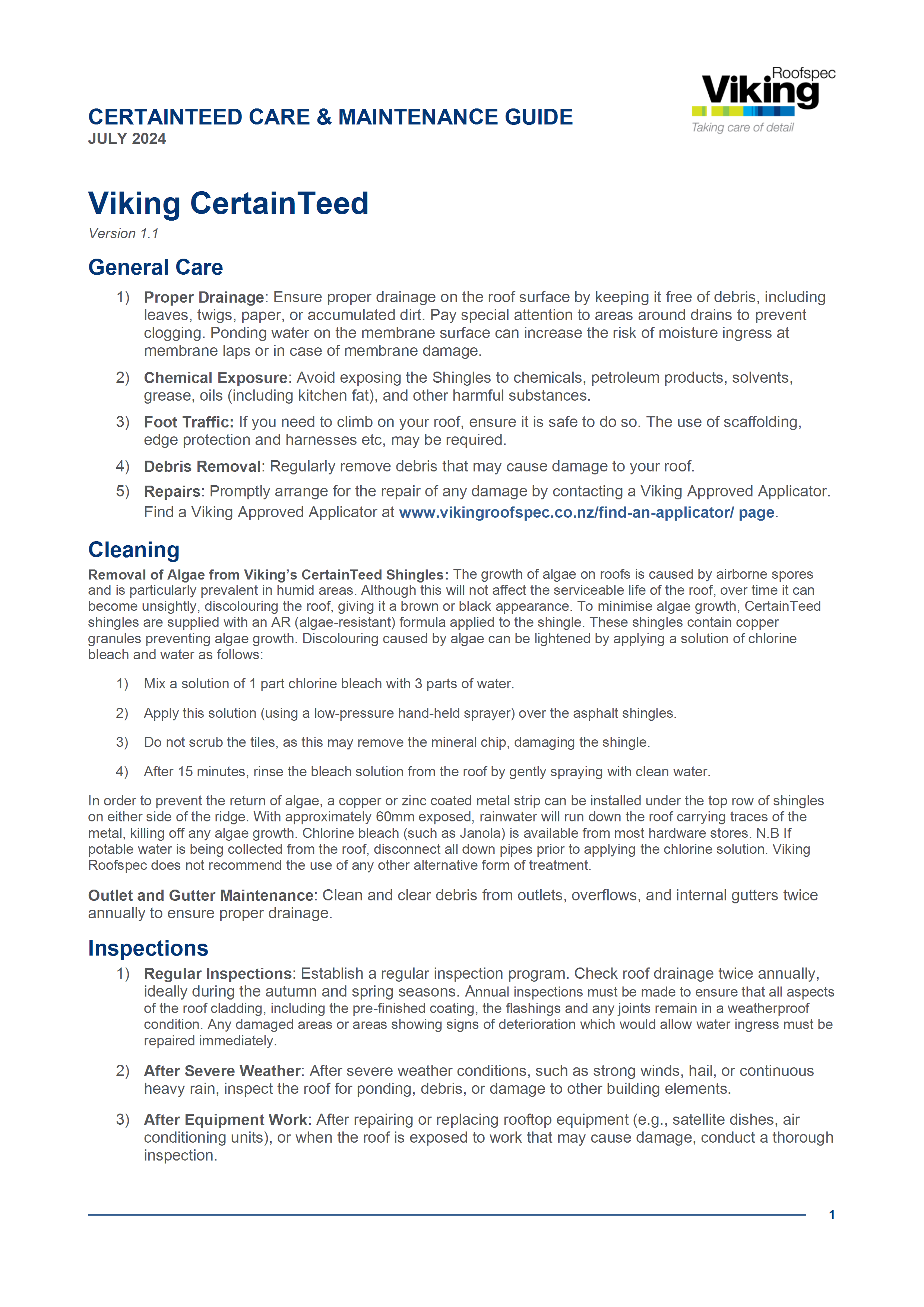 CertainTeed Care and Maintenance Guide