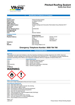 Pitched Roofing Sealant MSDS