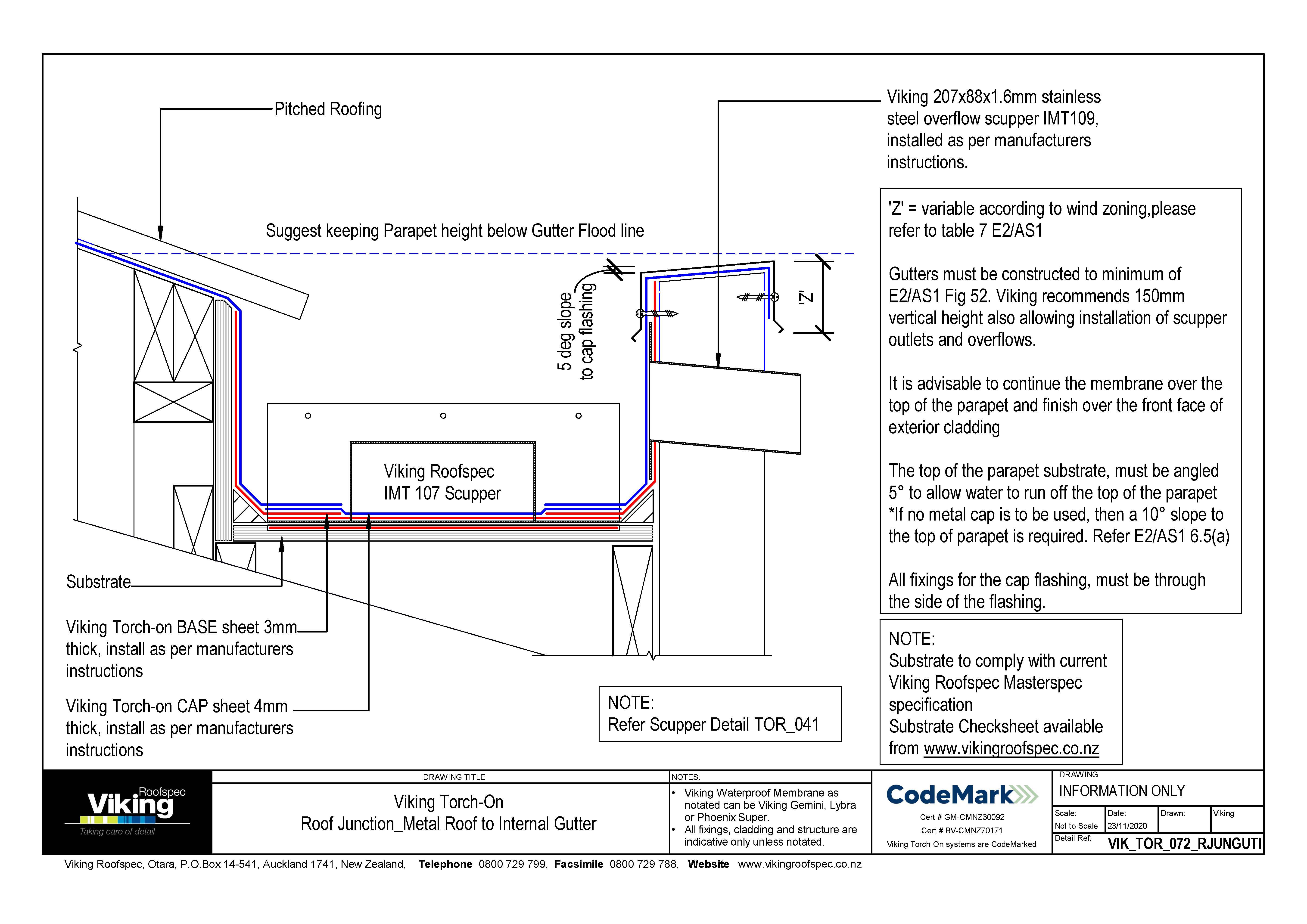 Junction - Metal Roof to Internal Gutter 072