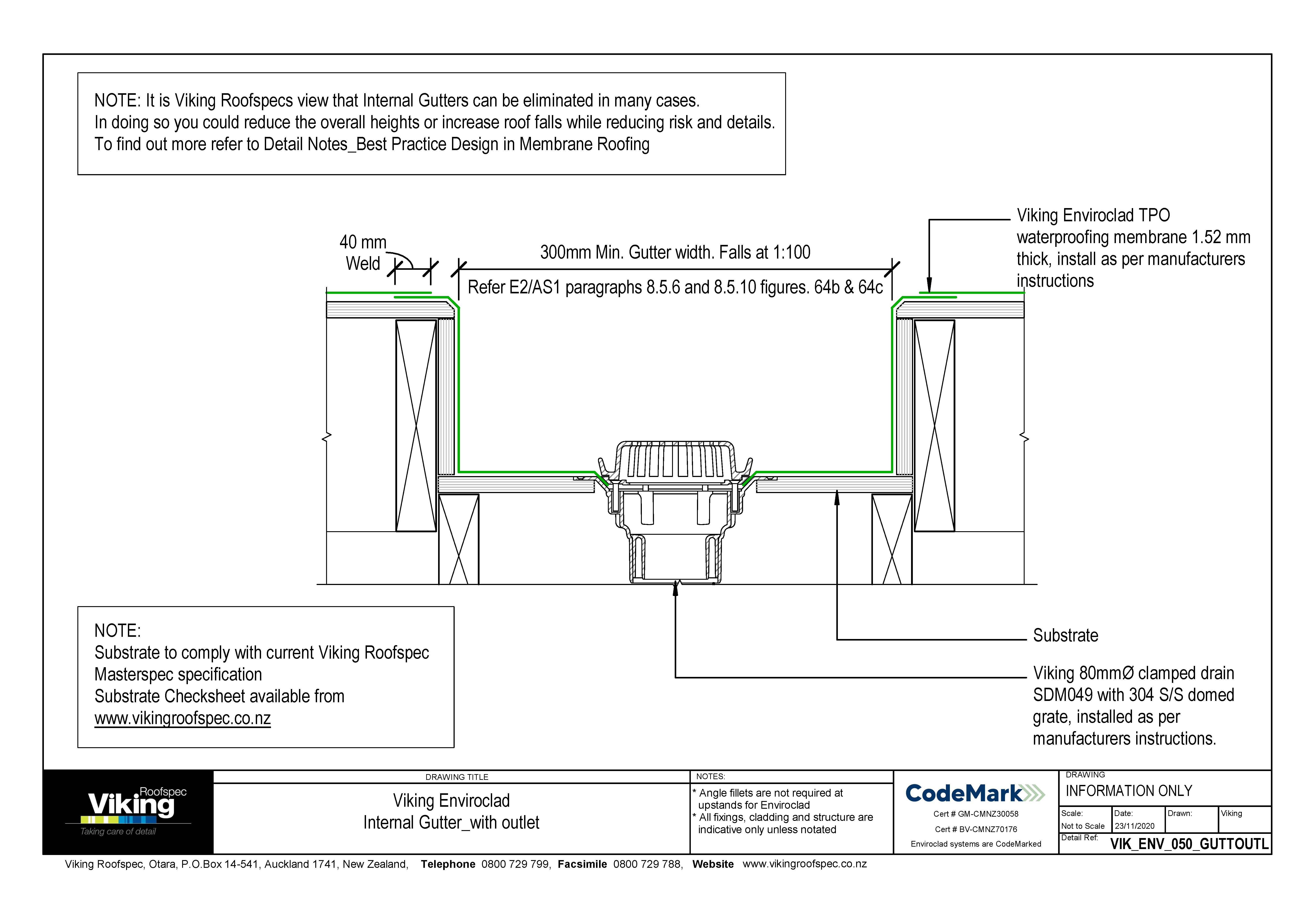 Internal Gutter with Outlet 050