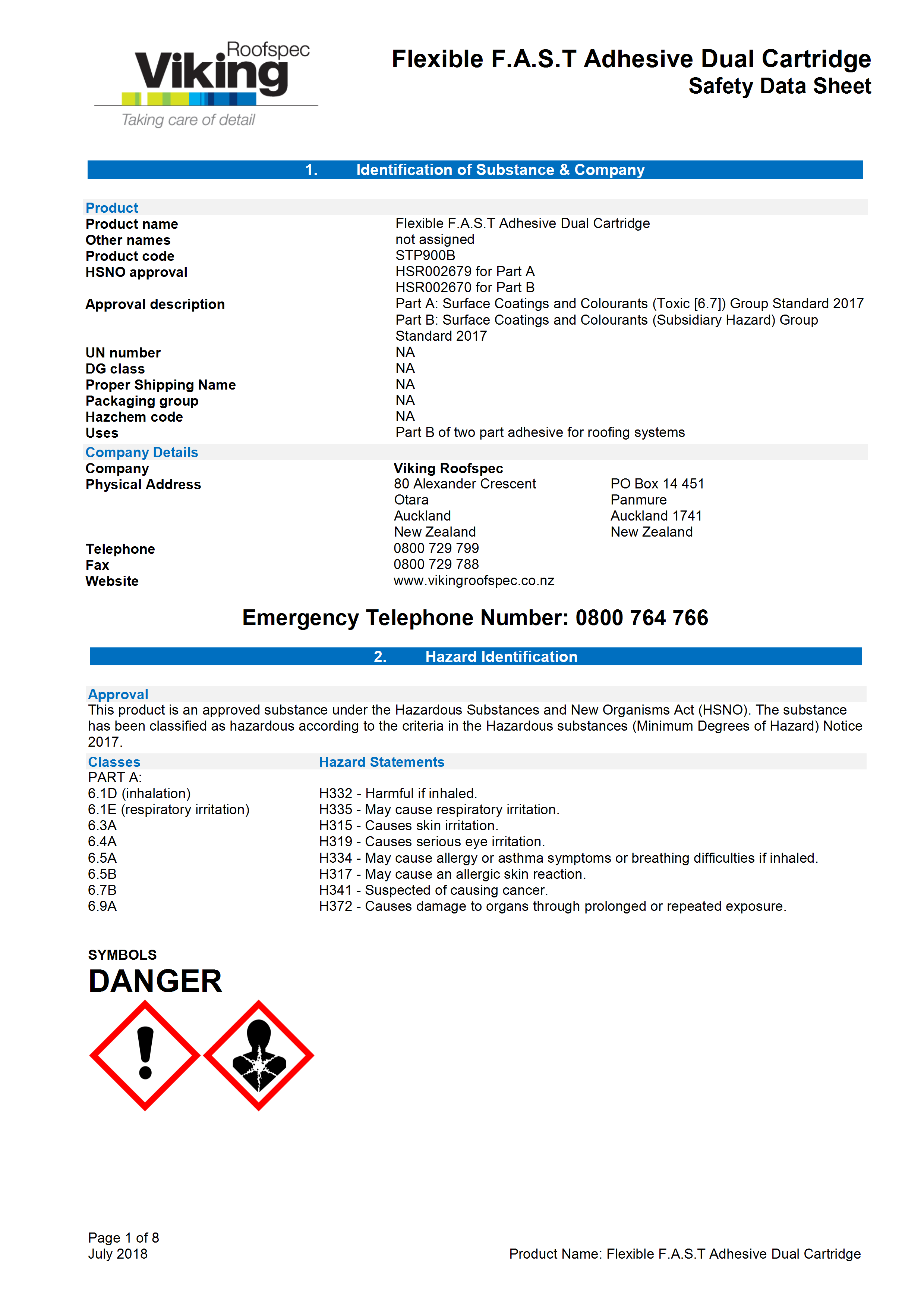 FAST Adhesive A&B MSDS