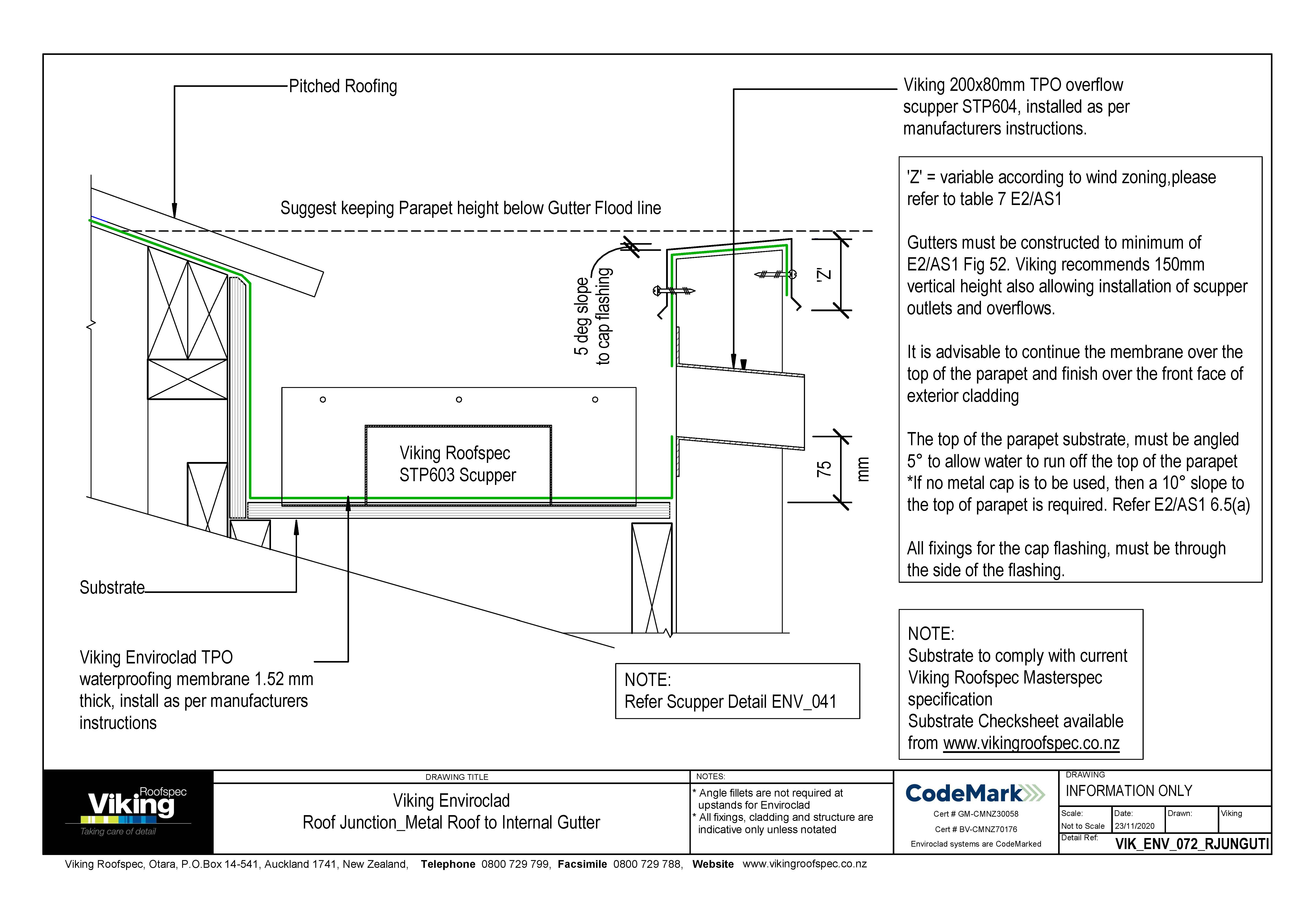 Junction - Metal Roof to Internal Gutter 072