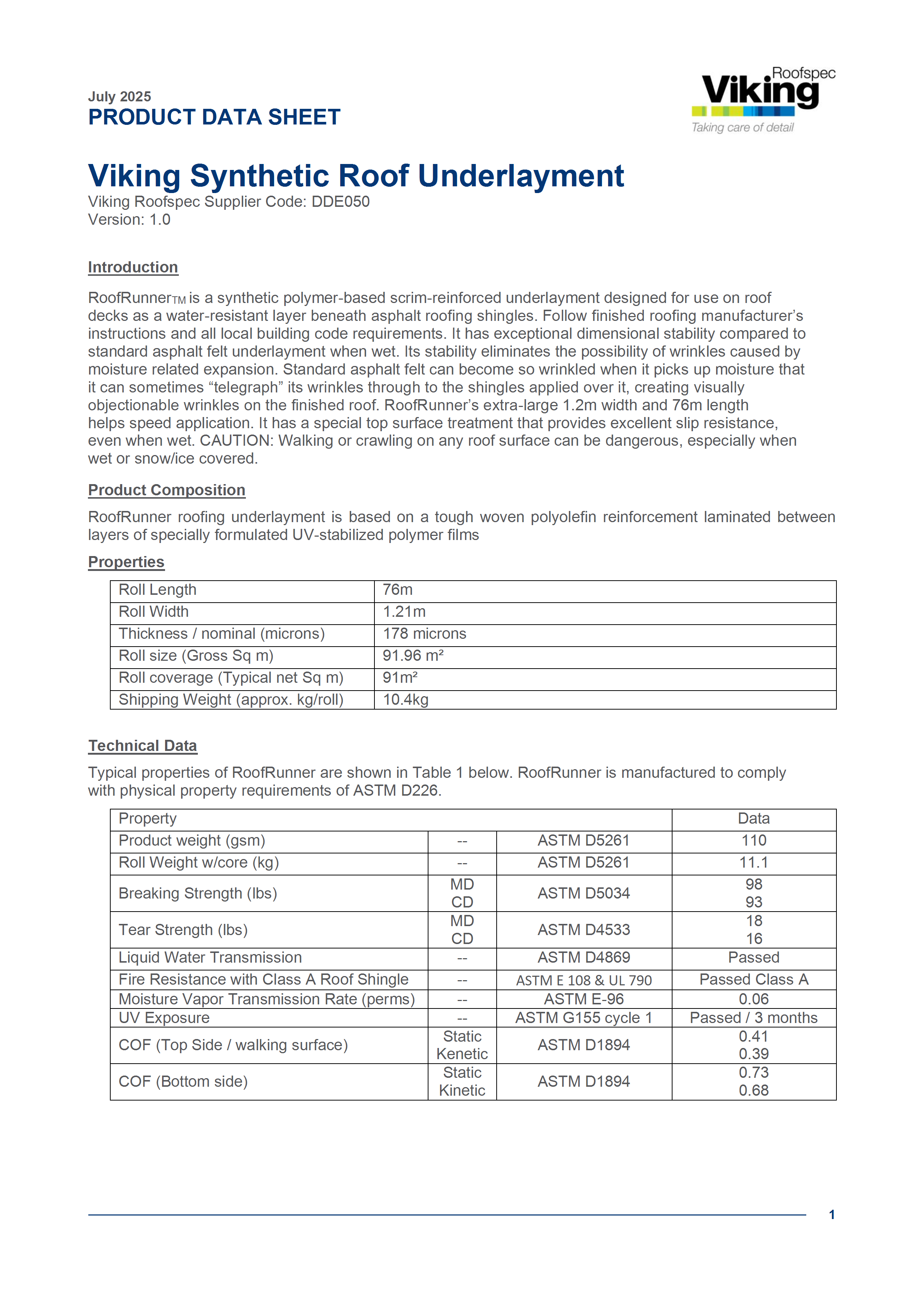 Viking Synthetic Underlayment PDS