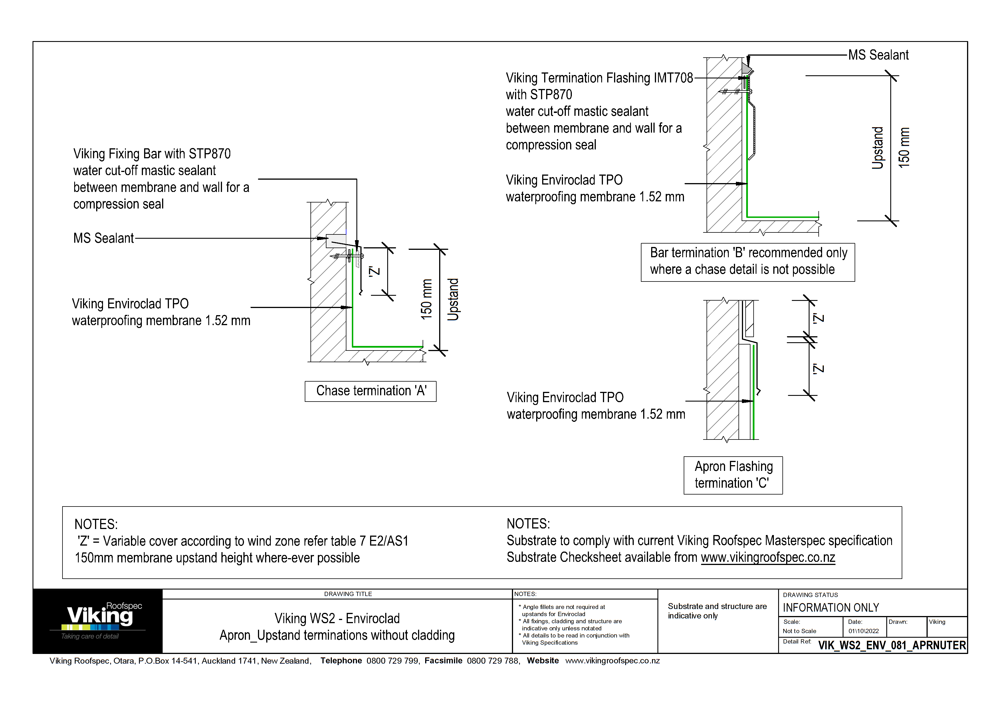Apron Upstand Terminations without Cladding 081