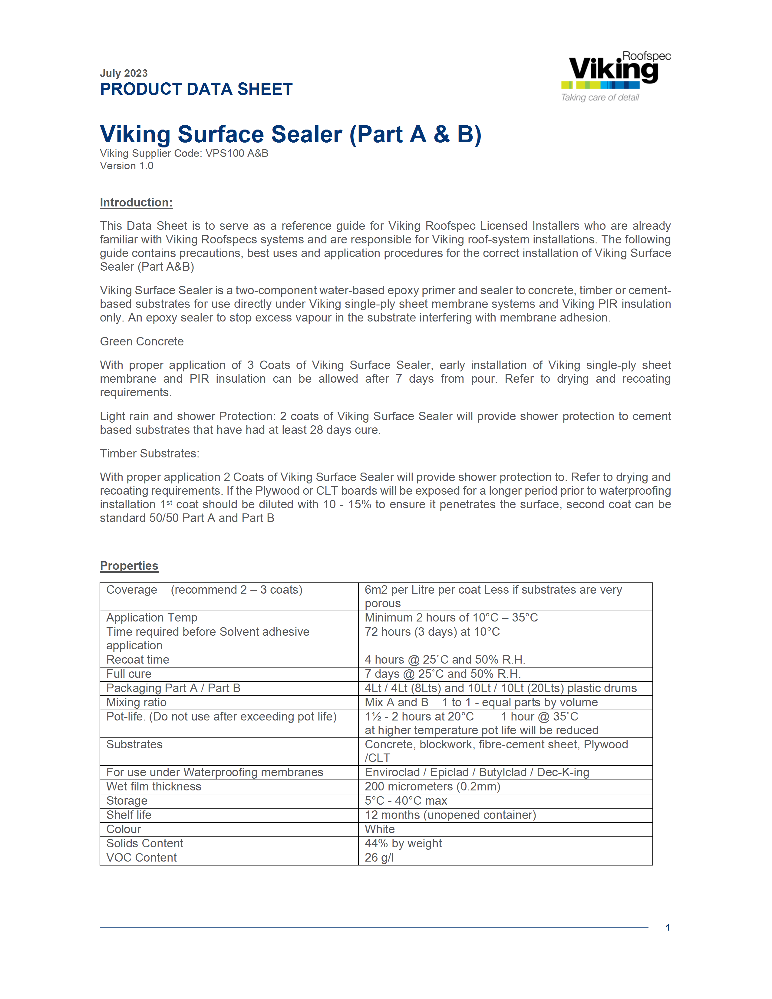 Surface Sealer Product Data Sheet 