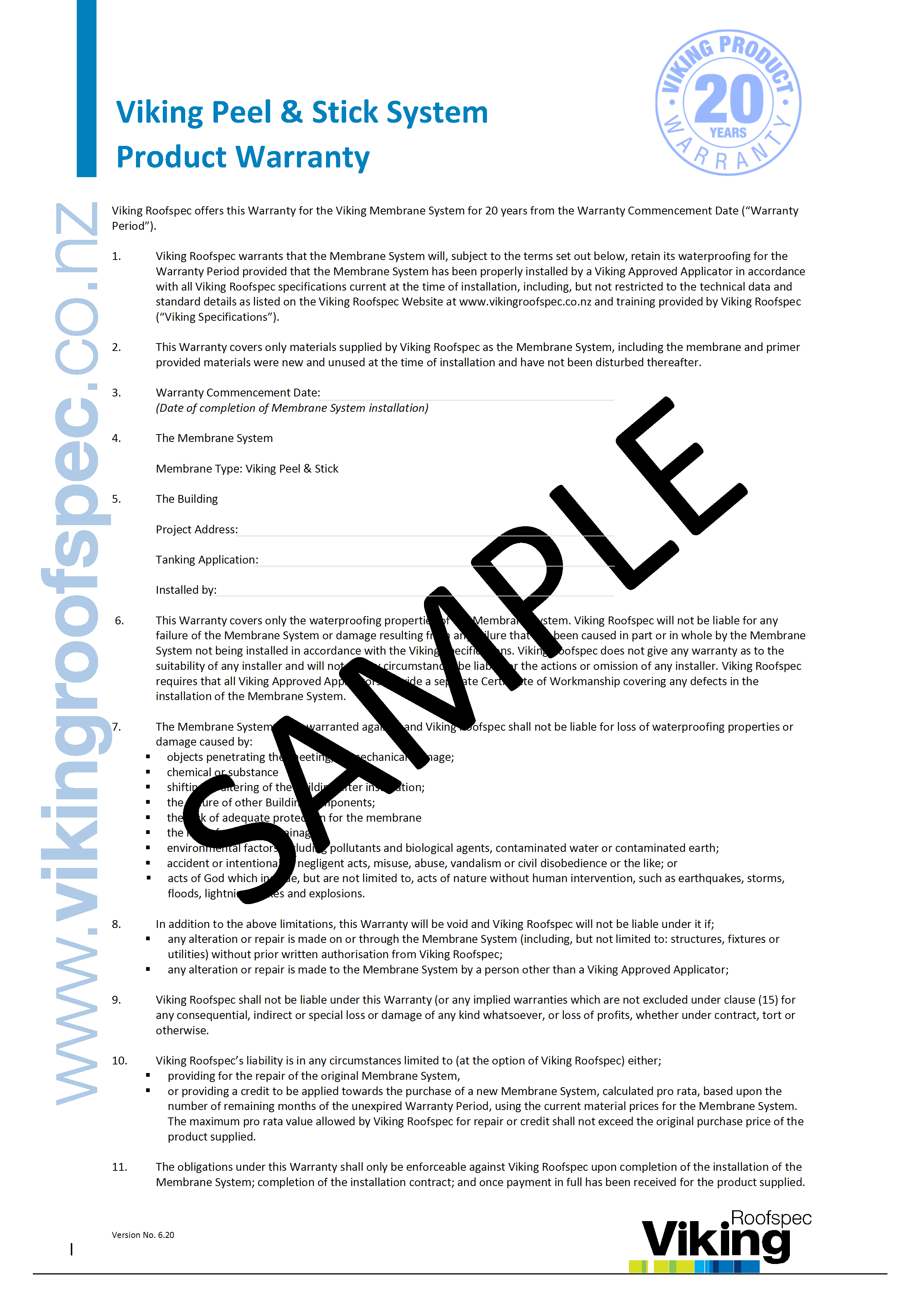 Peel and Stick Sample Warranty