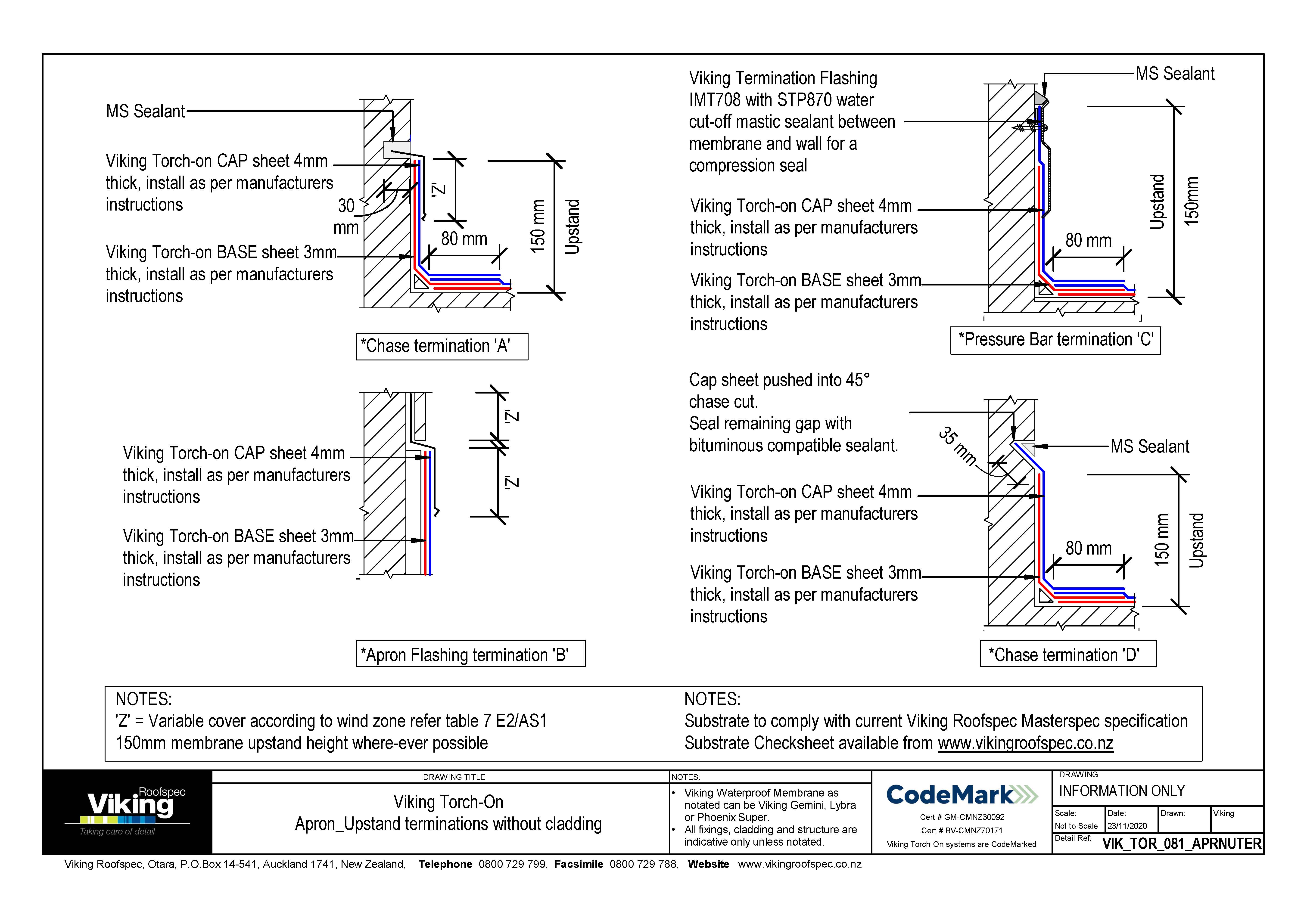 Apron Upstand Terminations without Cladding 081