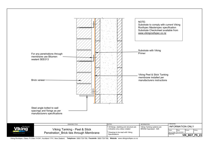 Brick ties through Membrane 23