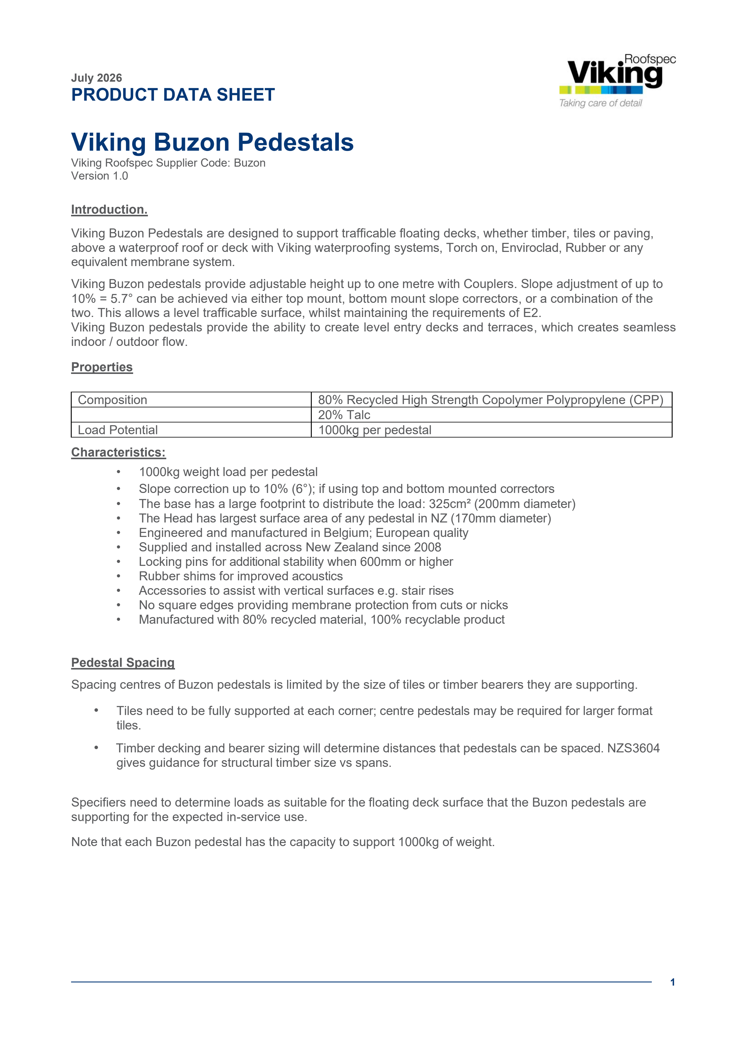 Viking Buzon Product Data Sheet V1.0