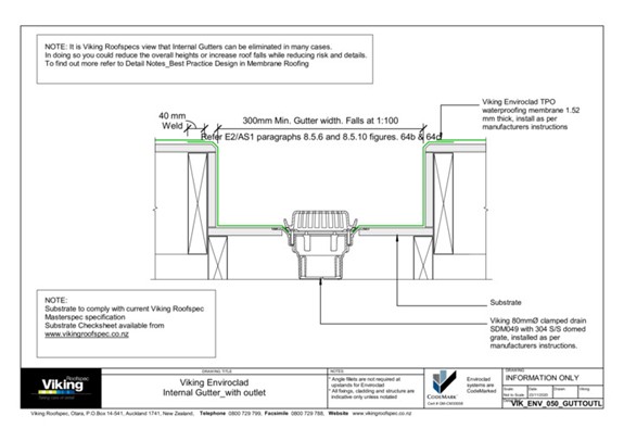 Internal Rroof Gutter Internal Gutter with Outlet 050 | Waterproofing & Roofing Systems