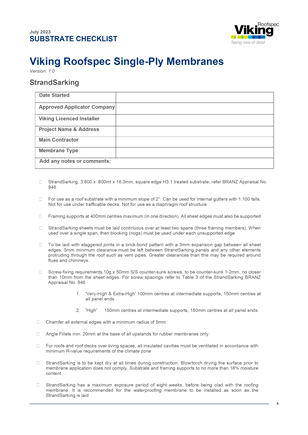 Enviroclad Substrate Checklist - Strandsarking