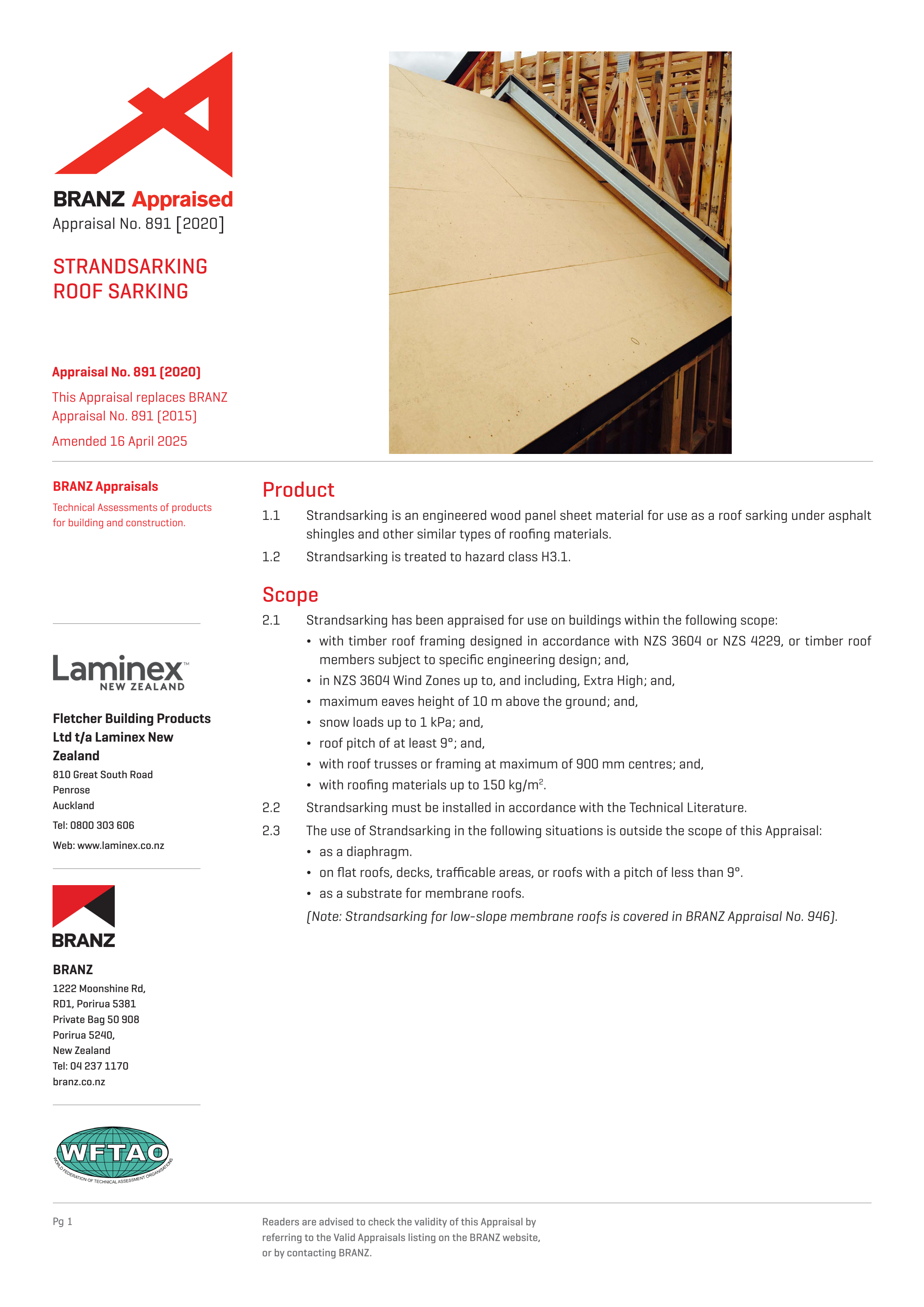 Strandsarking BRANZ Appraisal 891