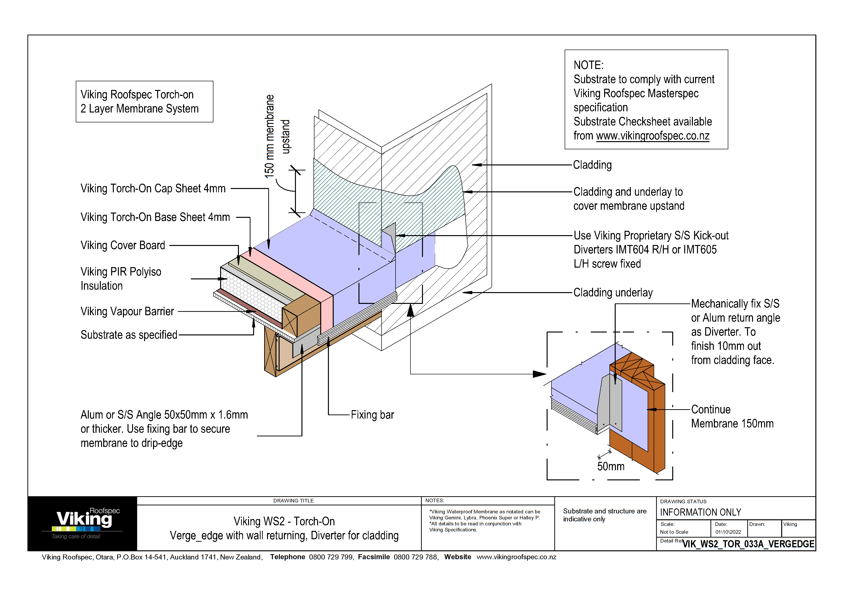 Verge Edge with Wall Returning - Diverter for Cladding 033a