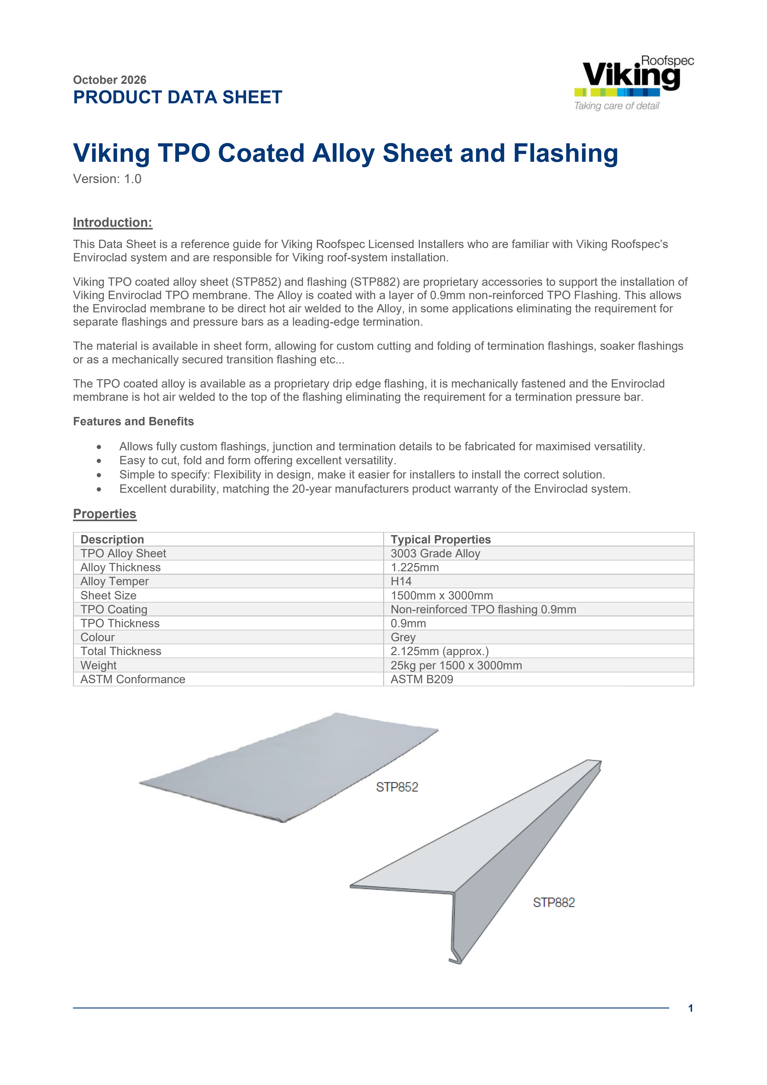 Viking TPO Coated Alloy Sheet and Flashing PDS V1.0