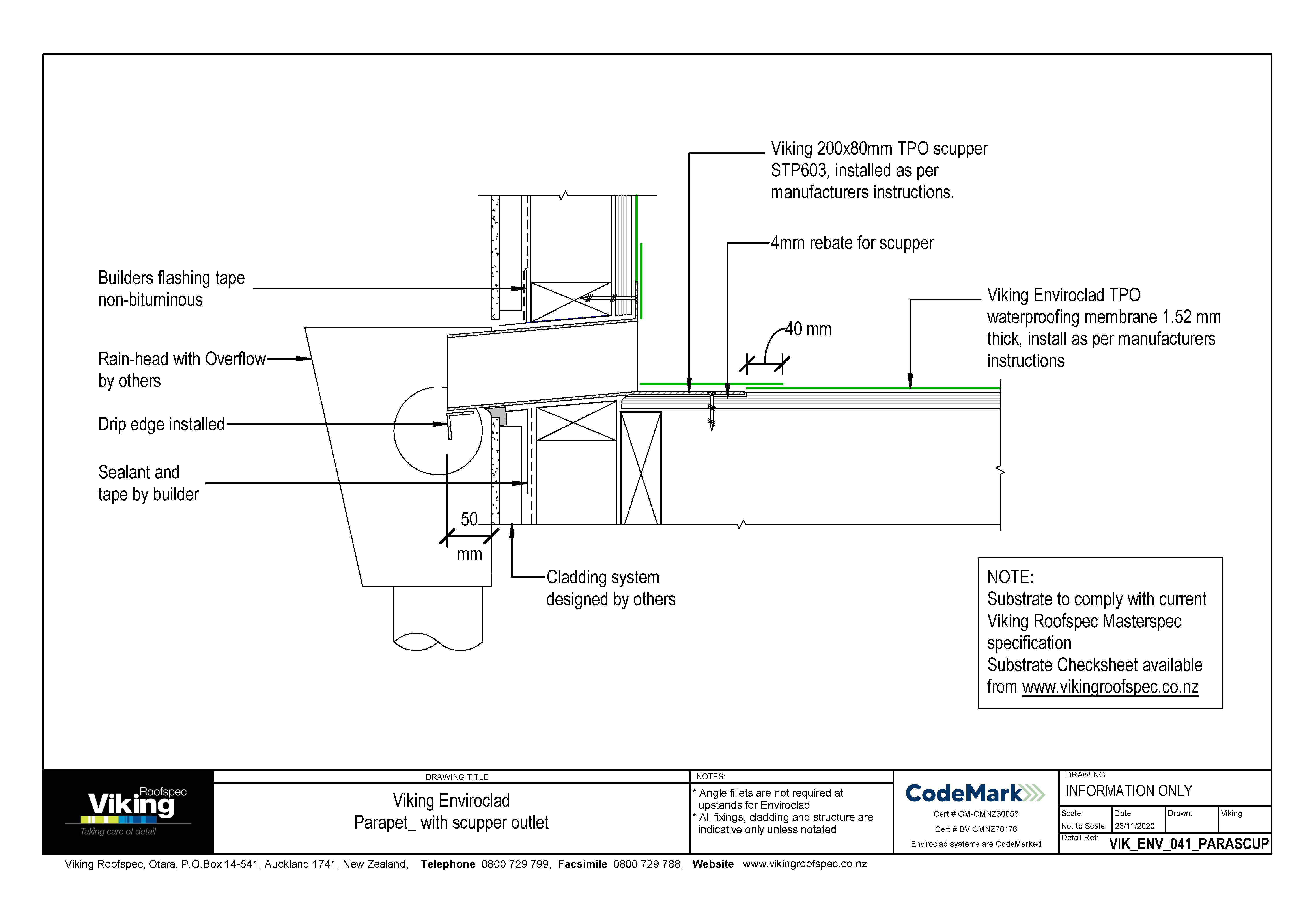 Parapet with Scupper Outlet 041