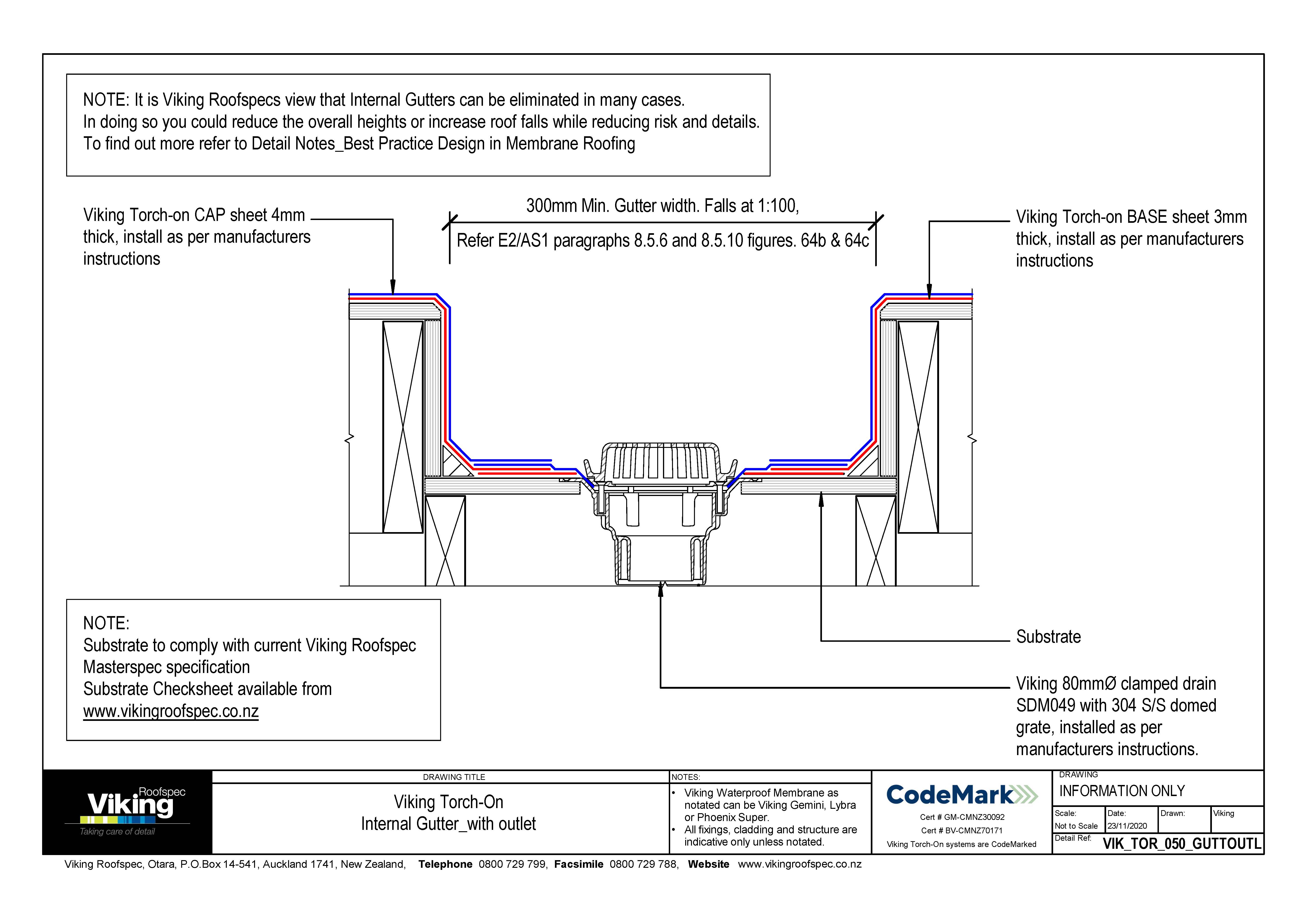 Internal Gutter with Outlet 050