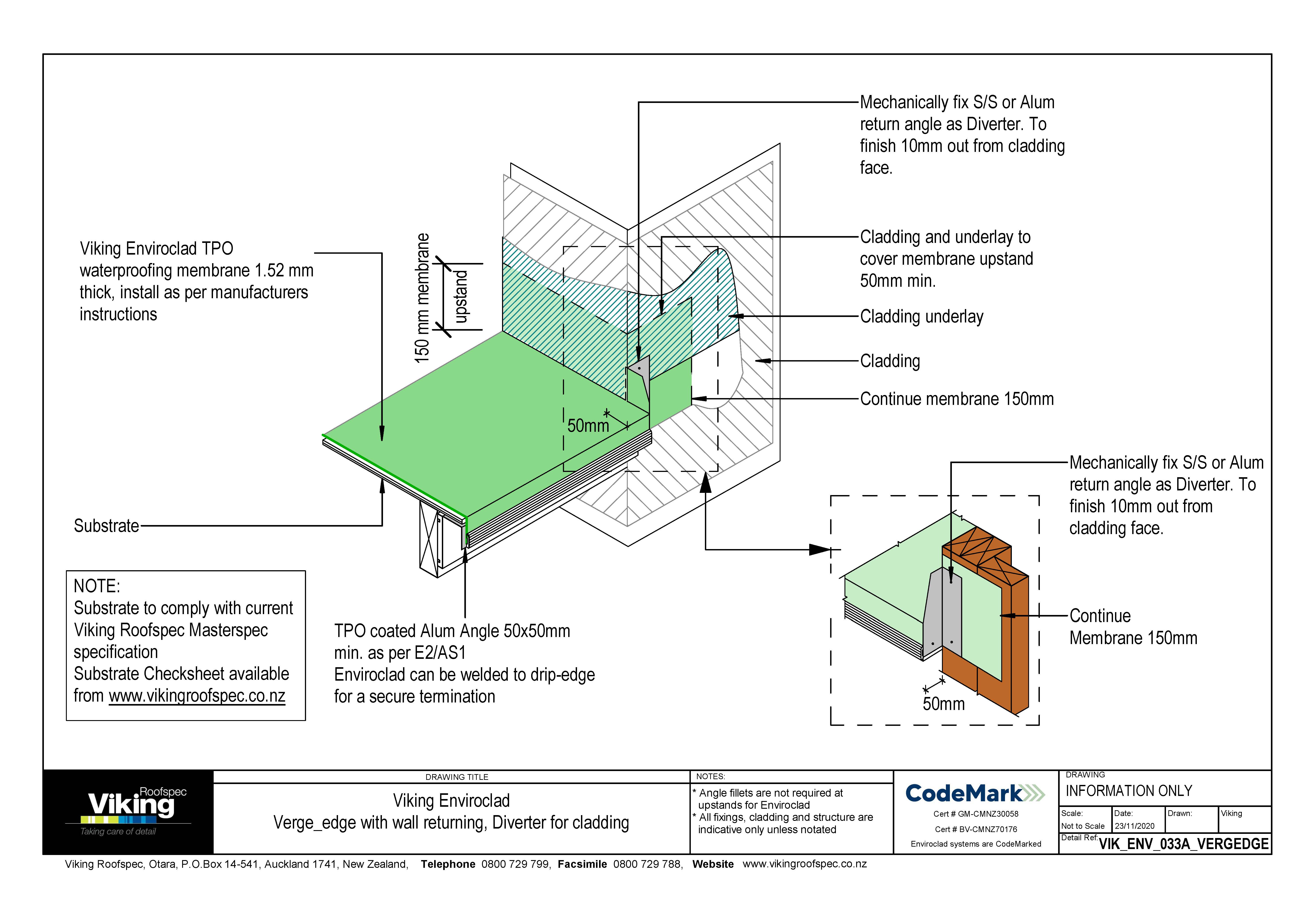 Verge Edge with Wall Returning - Diverter for Cladding 033a