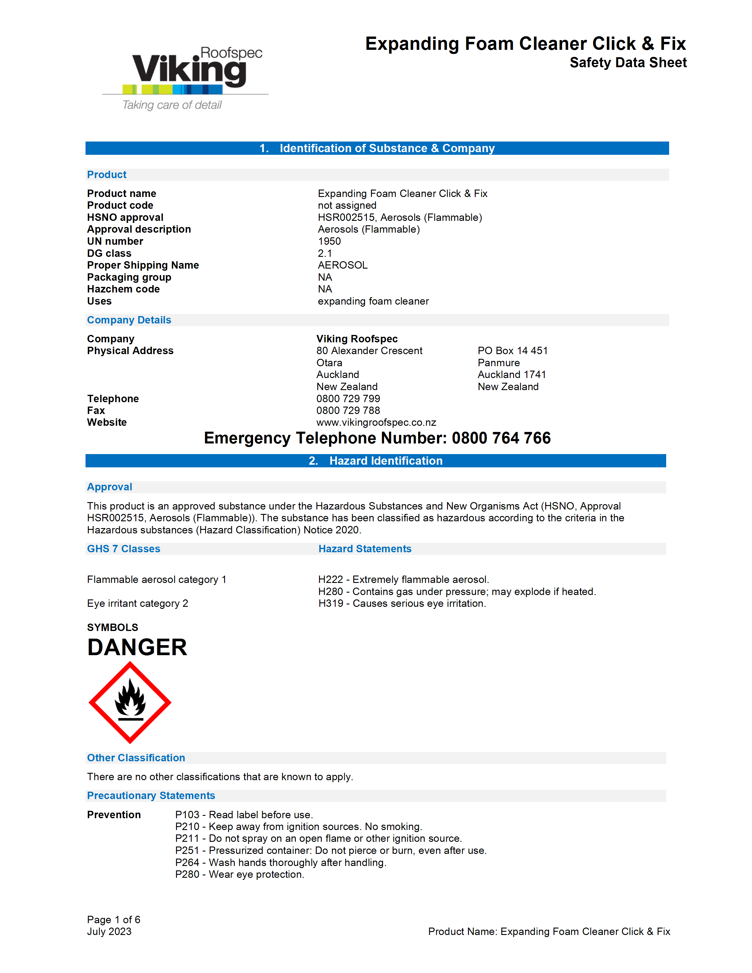 Cleaner For Click and Fix Foam Gun STP900e MSDS